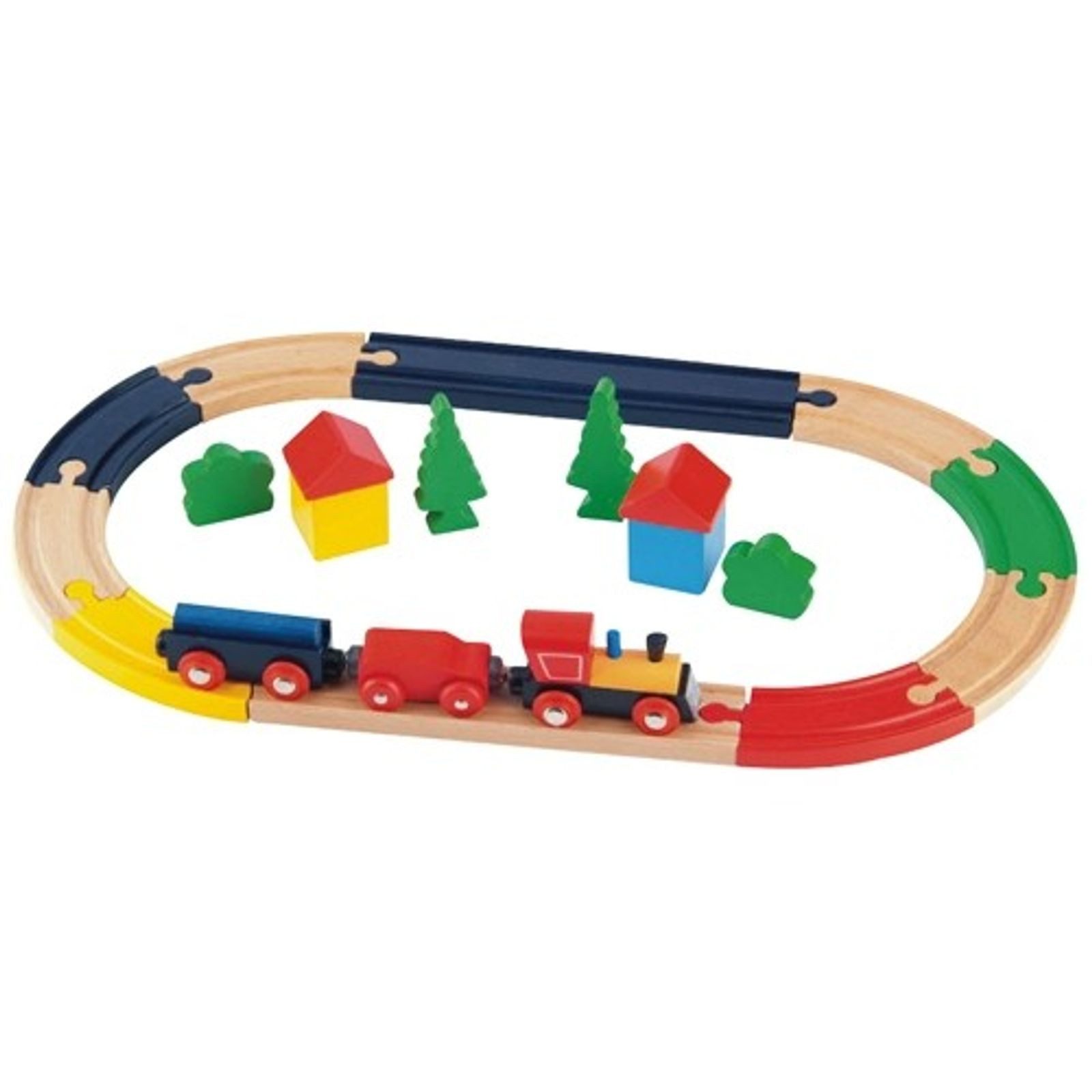 BURI Holz-Eisenbahn Holzeisenbahn Spielzeugeisenbahn Holzbausteine Lokomoti Holzbaukasten