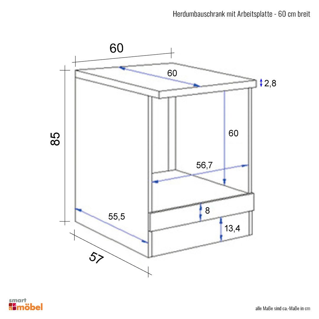 Flex-Well Herdumbauschrank Herdumbauschrank - 60 cm breit - Weiß Sonoma Eiche – Salerno