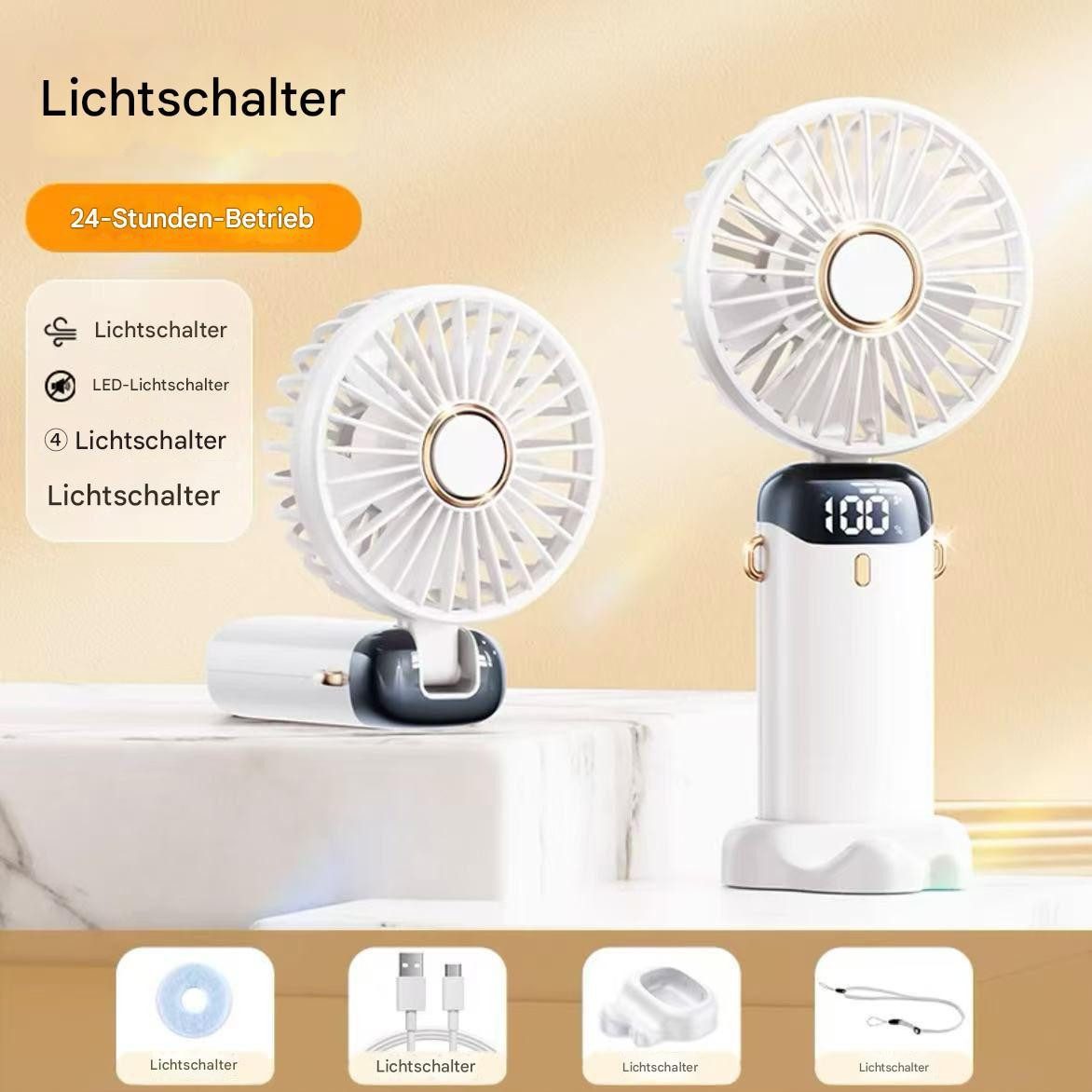 Revinta Handventilator Handventilator Portable Mini Hand Ventilator Akku Aufladbar mit Aroma