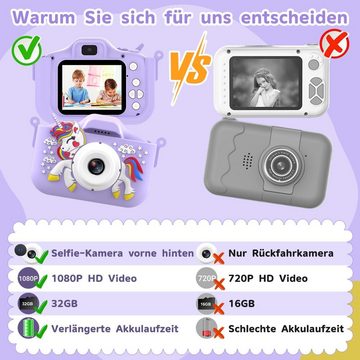 uleway Kinderkamera (20 MP, 8x opt. Zoom, inkl. mit robustem Design für kreative DIYFotos,HD-Videoaufnahme Lange Akku, Children's camera 1080P HD camera mit 32GB SD card)