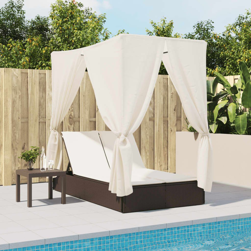 vidaXL Gartenliege Doppel-Sonnenliege mit Dach und günstig online kaufen