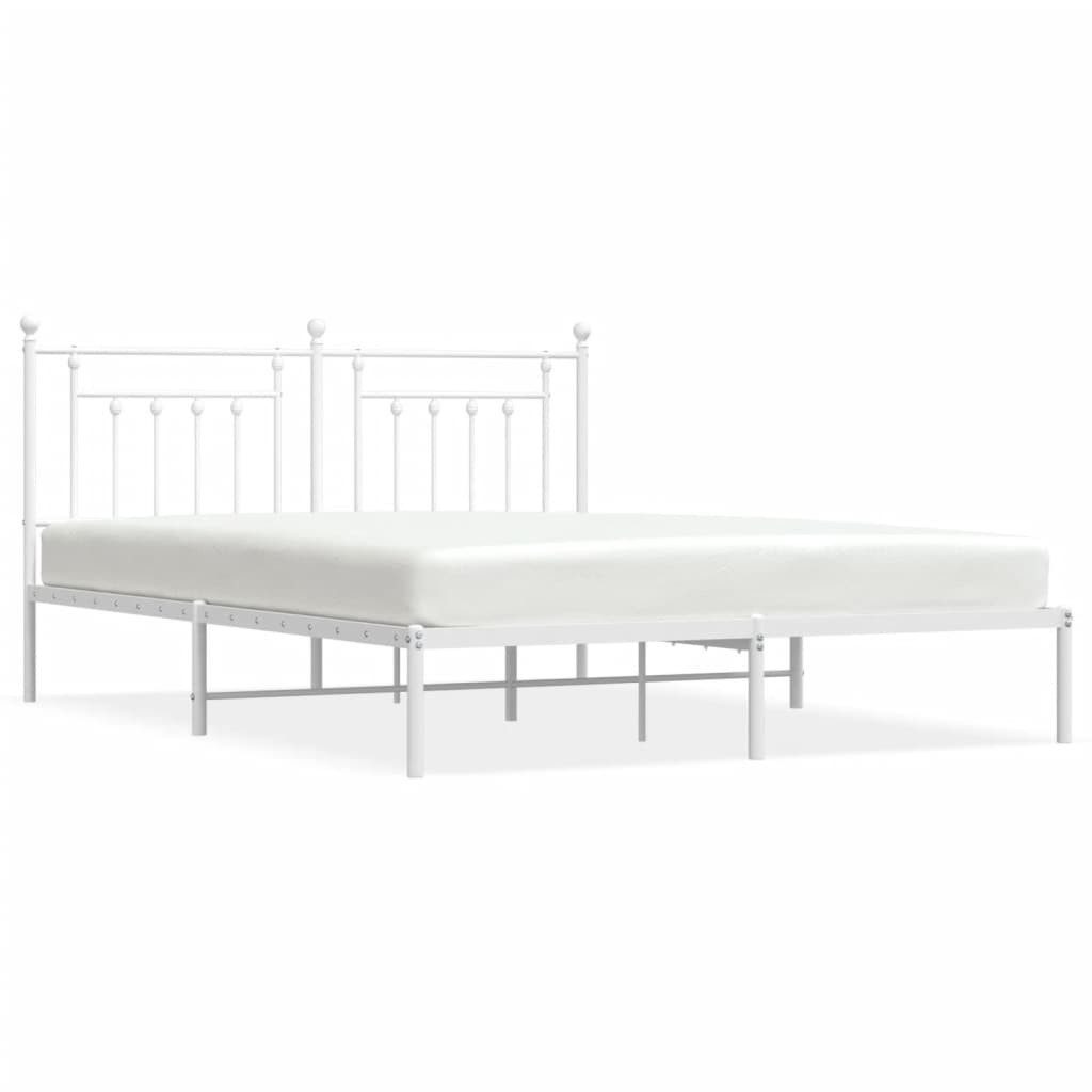 vidaXL Bettgestell, Bettrahmen mit Kopfteil Metall Weiß 160x200 cm günstig online kaufen