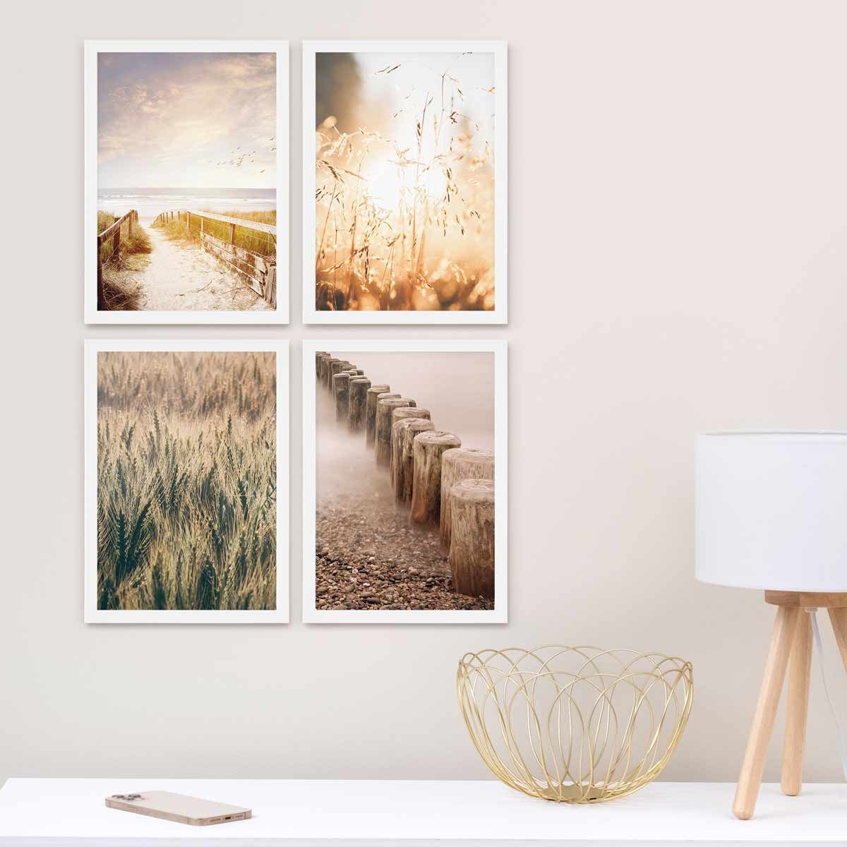 PHOTOLINI Weiss A4 Acrylglas Bilderrahmen DIN 4er Schmal / cm Modern Set 21x30 mit