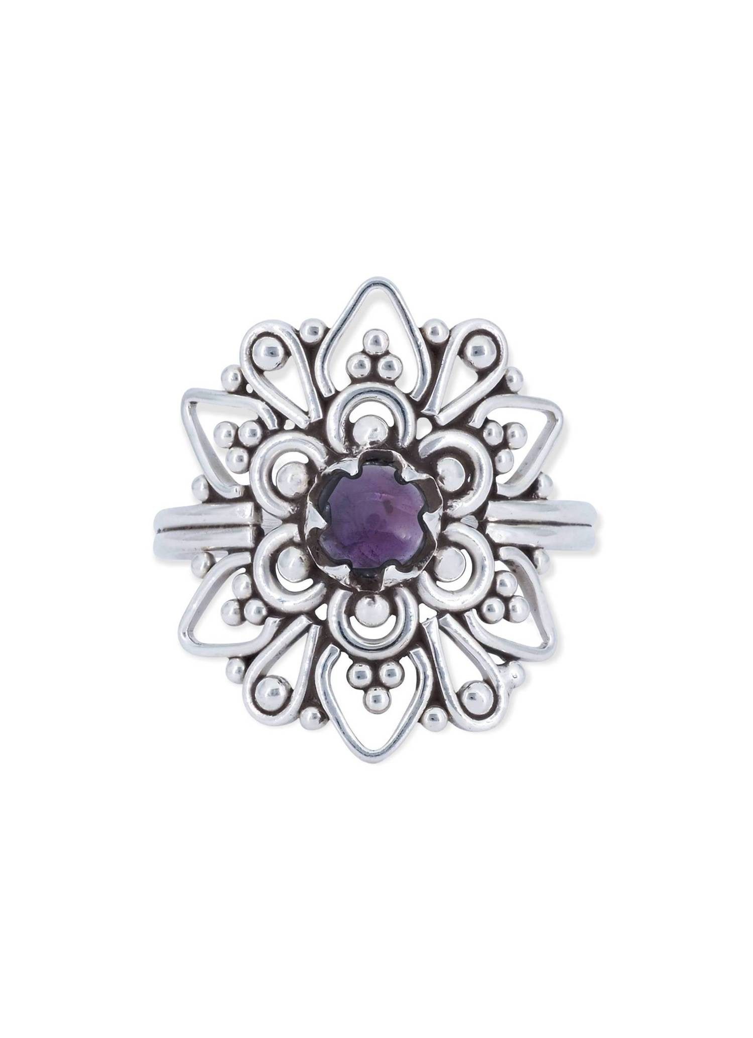 Silberring MUDARA-EMPAT aus 925 Silber mit Amethyst