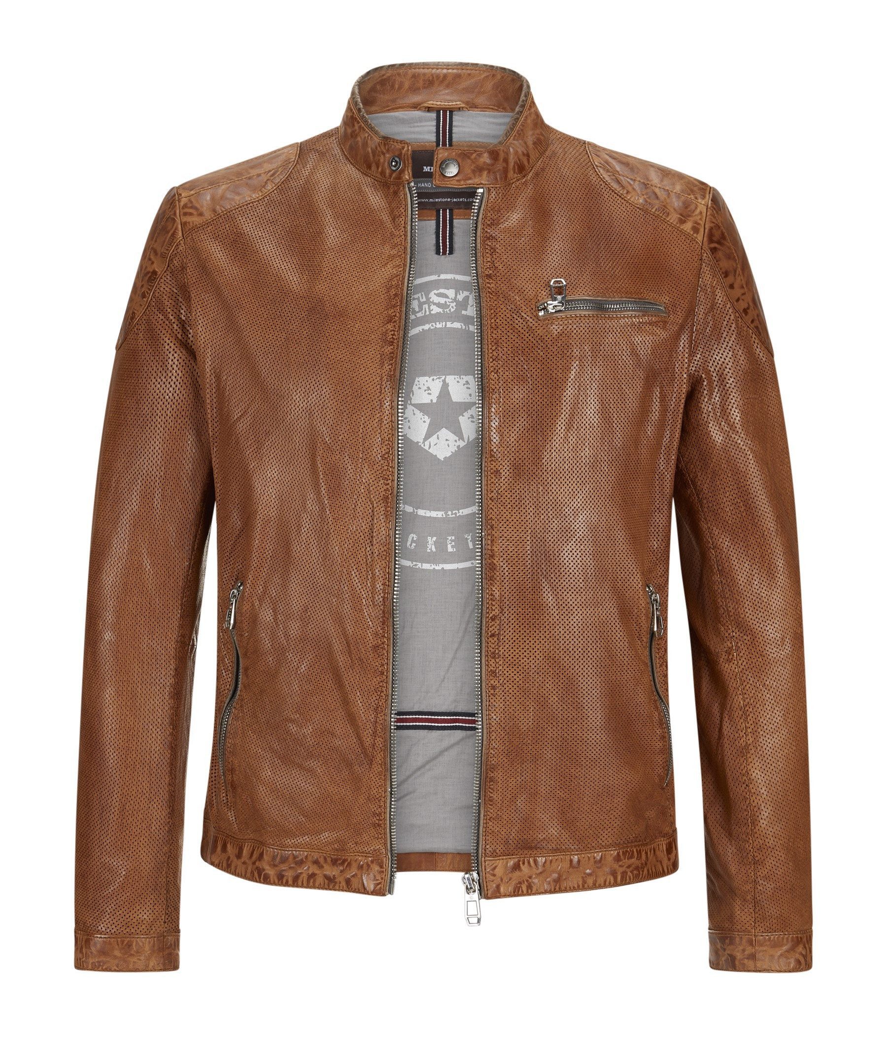 Milestone Lederjacke MSElvio aus gewaschenem Lamm Leder mit Micro Perfo vin günstig online kaufen
