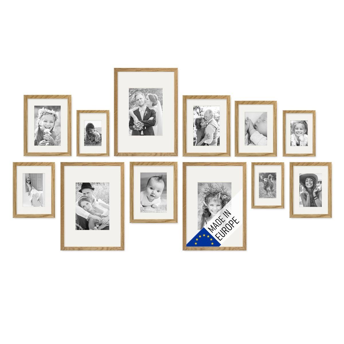 PHOTOLINI Bilderrahmen 12er Set Echtholz 10x15 günstig online kaufen
