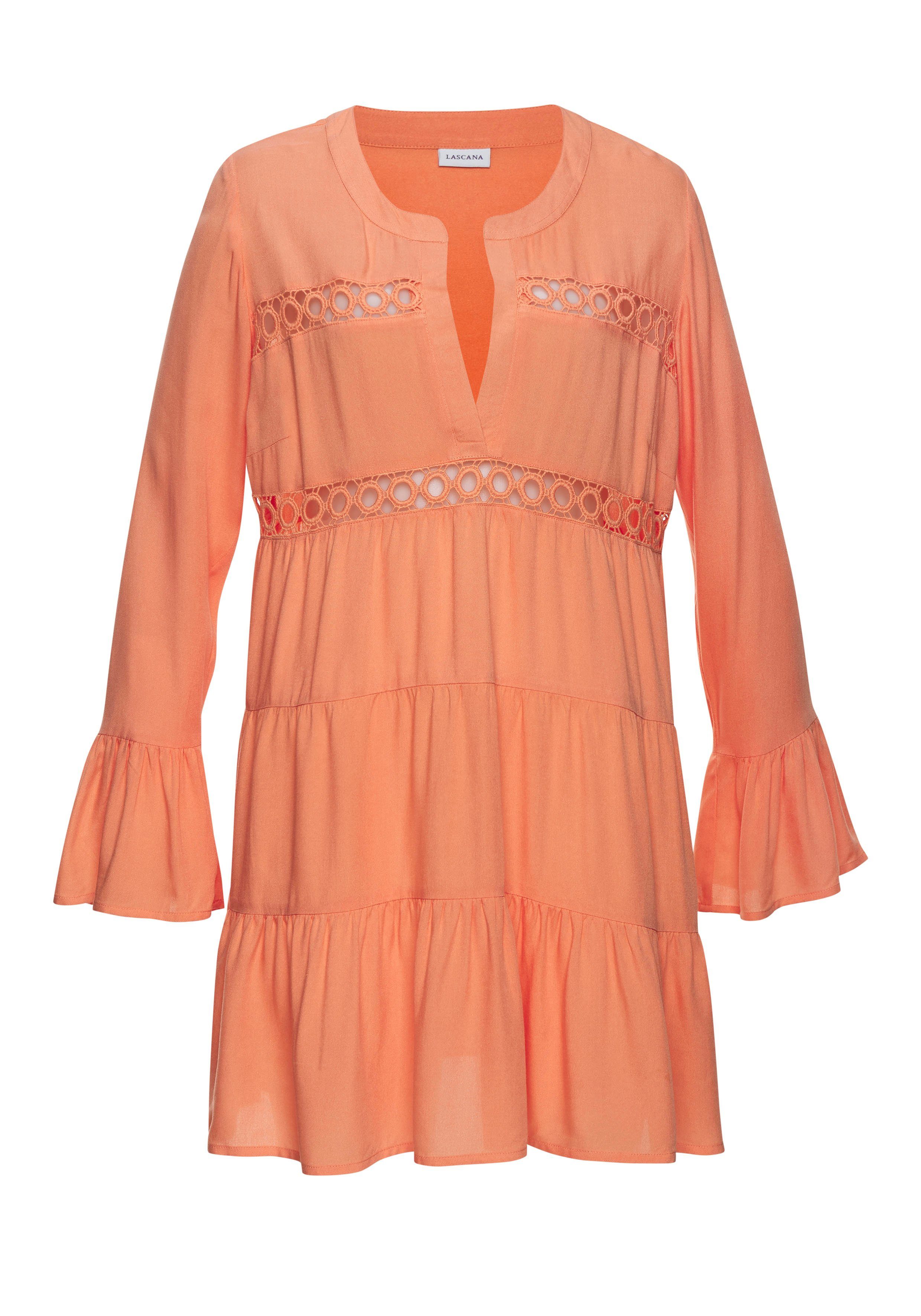 LASCANA Longbluse mit Spitzeneinsätzen, Tunika, Blusenkleid, günstig online kaufen