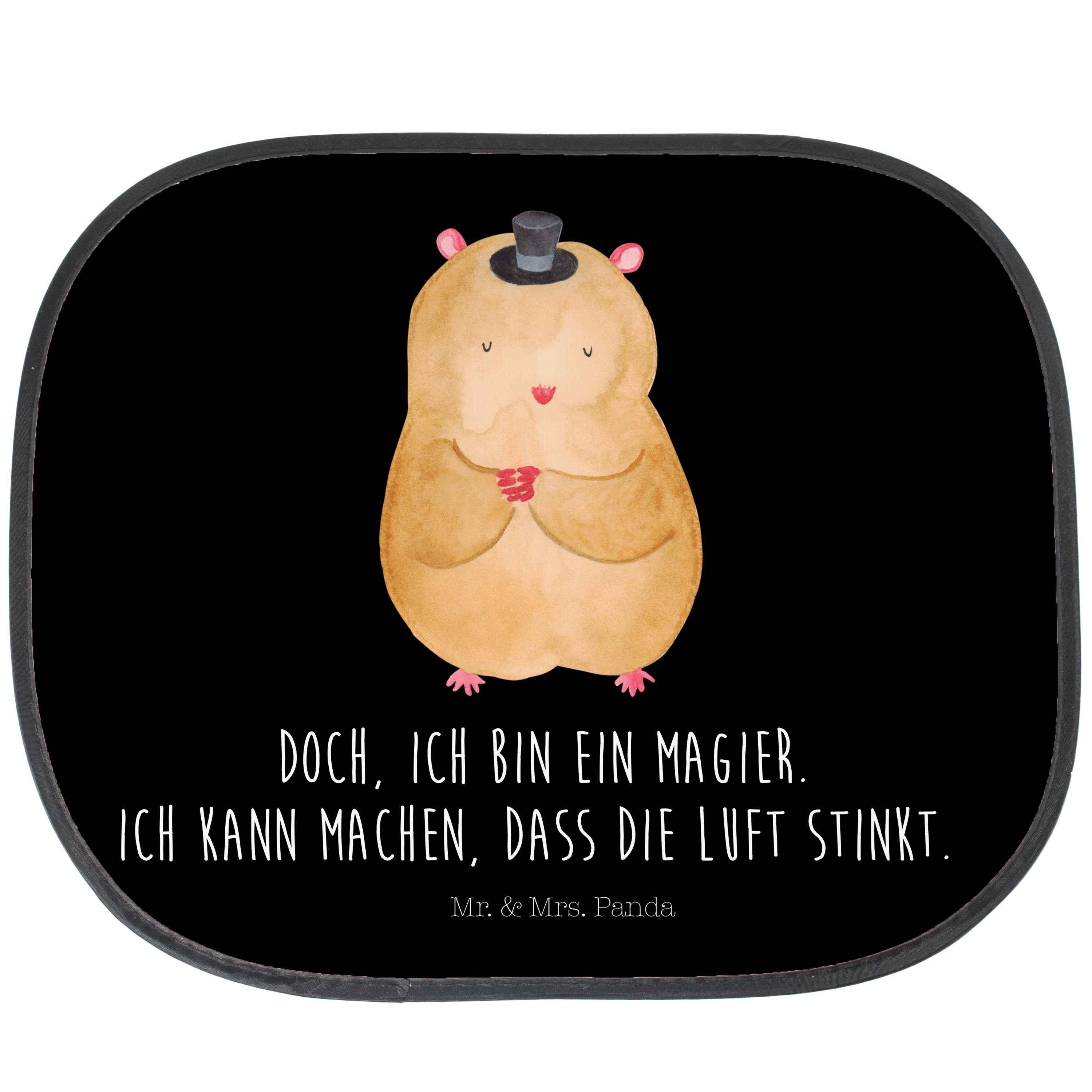 Sonnenschutz Hamster mit Hut - Schwarz - Geschenk, Zylinder, Sonne, Sonnenblende, Mr. & Mrs. Panda, Seidenmatt