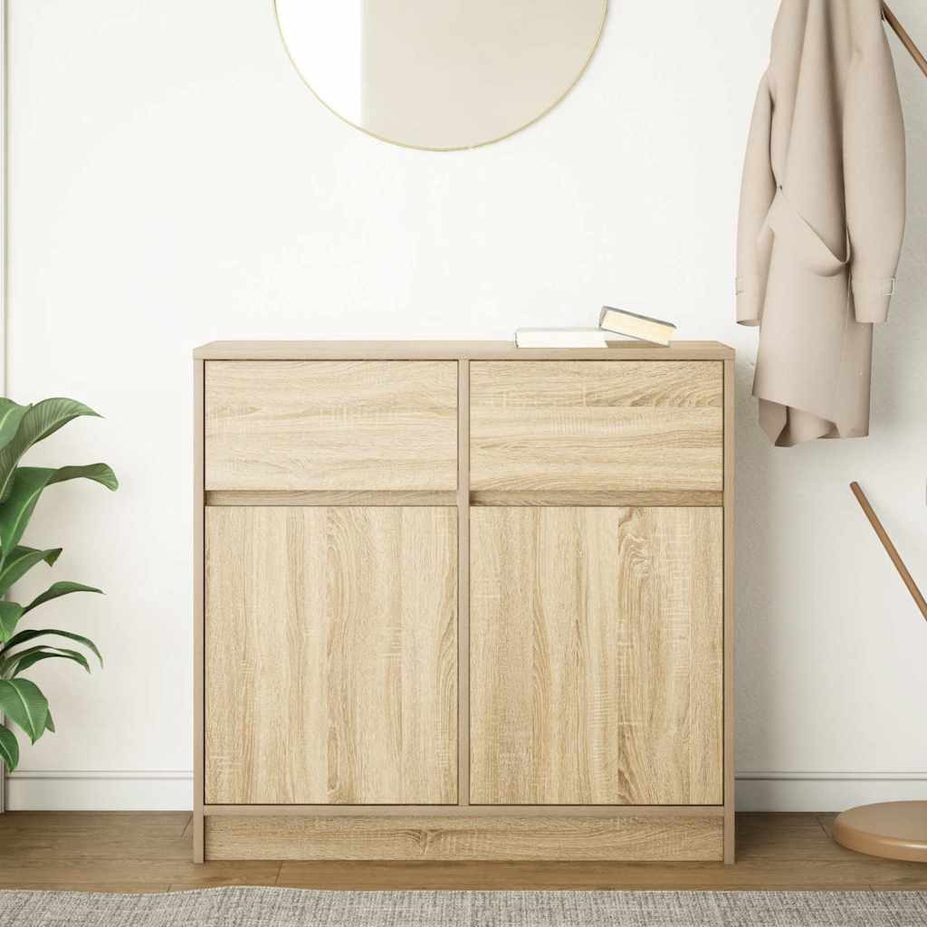 vidaXL Sideboard Sideboard mit Schublade Sonoma-Eiche 80x34x76 cm Holzwerks günstig online kaufen