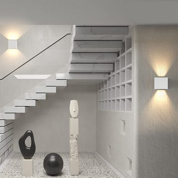 LETGOSPT Wandleuchte 6W/12W LED Wandlampe Innen, LED Wandstrahler Wandleuchte 10x10x5cm, LED fest integriert, Warmweiß, Treppen Flur Modern Square Lampe, für Wohnzimmer, Schlafzimmer, Treppe