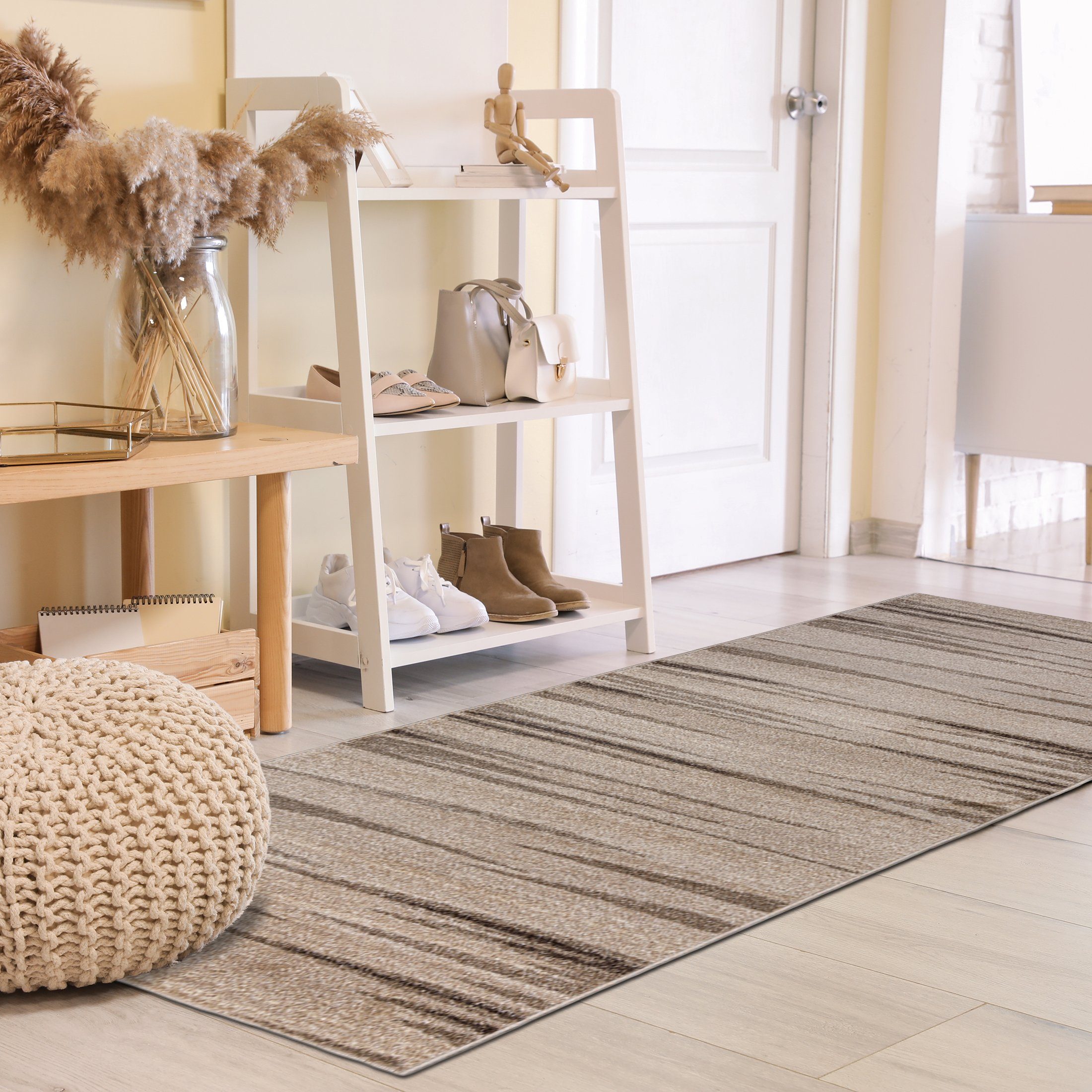 Läufer Läufer Flurläufer Modern für Vorzimmer, Küche - Beige Creme, Mazovia, 70 x 100 cm, Kurzflor, Meterware, Höhe 10 mm, Kurzflor - niedrige Florhöhe