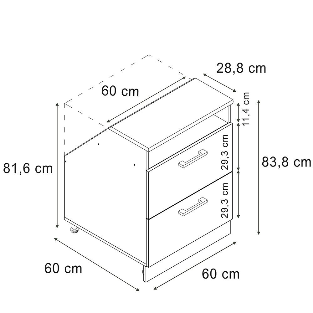 Vicco Kommode Rion, Blau-Grau/Goldkraft Eiche, 60 x 81.6 cm mit 2 Schubladen, Sch... (1 St)