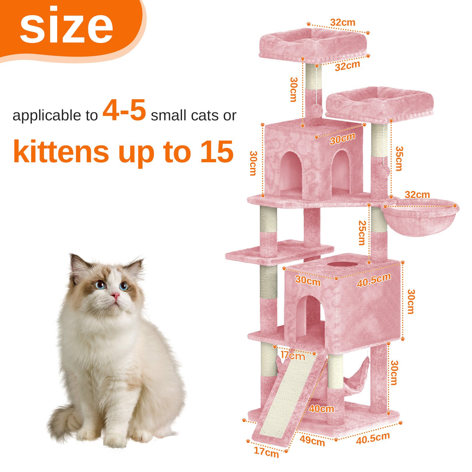 Dogat Kratzbaum Dogat Kratzbaum 158cm Katzenkratzbaum mit Leiter und Schlafplätzen