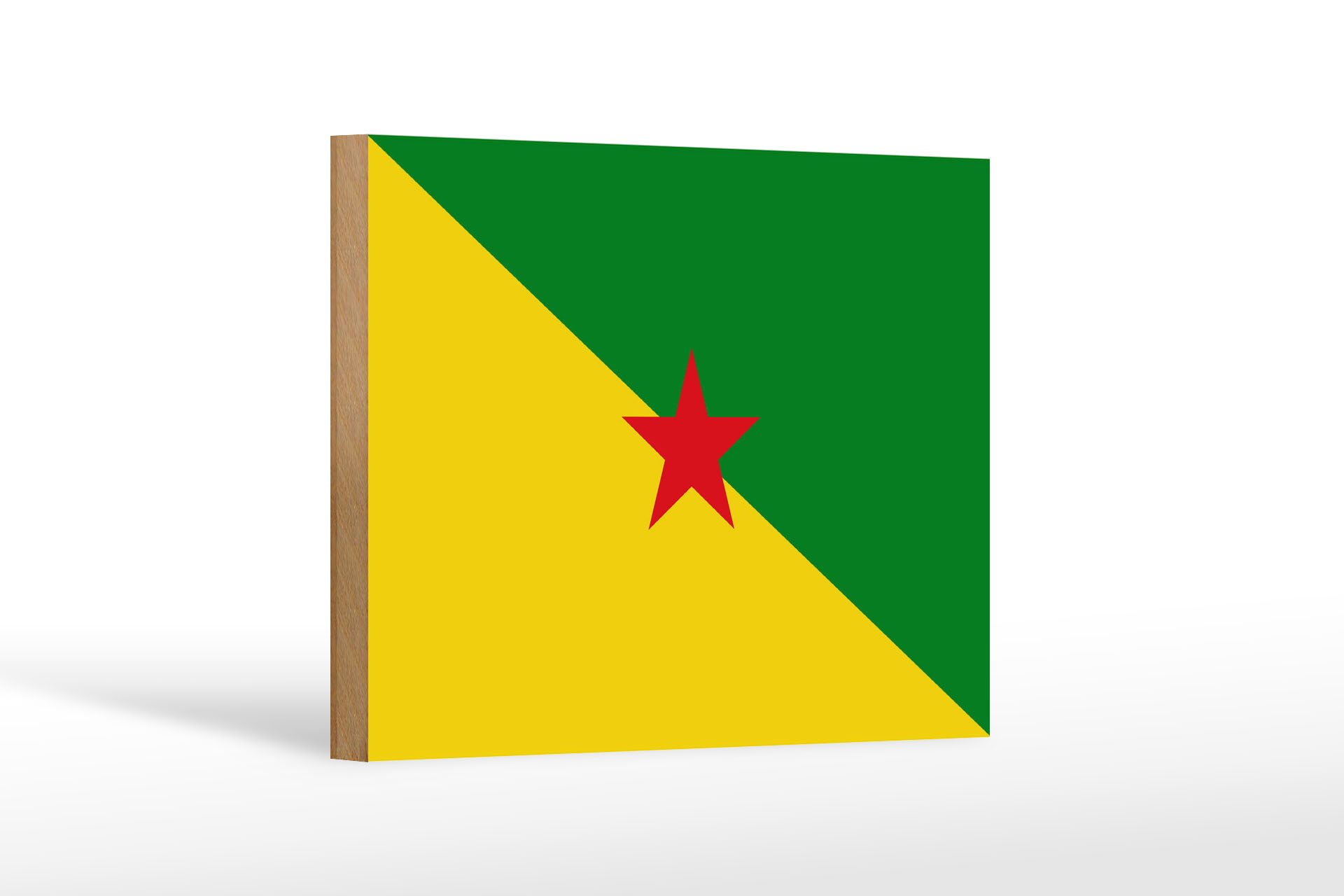 Femer GmbH Holzbild Flagge Französisch-Guayanas 18x12cm Flag French, Flaggen (1 St), Glatte Holzfaserplatte (MDF), vorn beschichtet