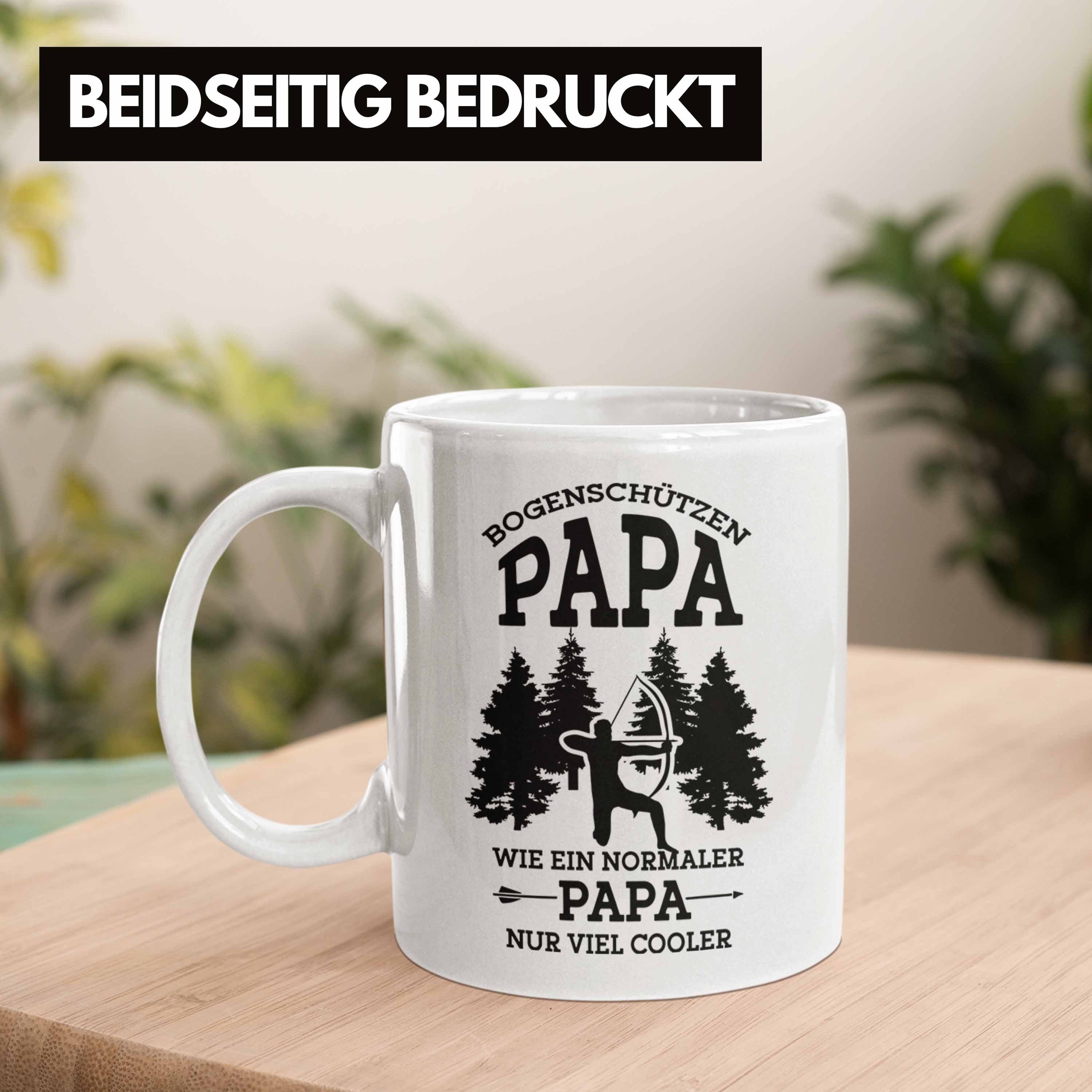 Bogenschütze Papa Bogenschießen Weiss Trendation für Tasse Tasse Vatert Lustige Geschenkidee