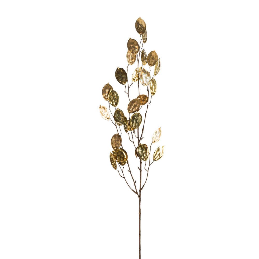 Kunstzweig Kunstpflanze PFENNIGBLATTZWEIG ca 94cm. Metallic. GOLD, Gasper, Höhe 94.00 cm