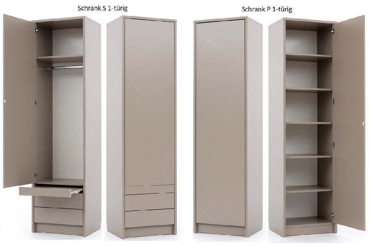 QMM TraumMöbel Schrankbett GN 120x200 mit LED, optionalen Schreibtisch & 2 Schränke (Set, 3-St., Schrankbett & 2 Schränke) vertikal klappbar