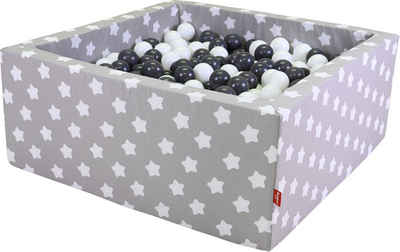 Knorrtoys® Bällebad Soft, Grey White Stars, eckig mit 100 Bällen Grey/creme; Made in Europe