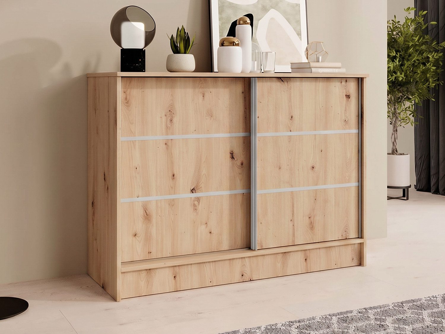 Beautysofa Kommode MIRELA mit 2 Schiebetüren (in 100 cm, 120 cm oder 160 cm, verschiedene Farben), mit dekorativen Sprossen