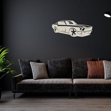 Namofactur LED Dekolicht Mustang Auto - Dekoobjekt aus Holz mit Sportwagen Motiv - Wand Lampe, Ohne Zugschalter, LED fest integriert, Warmweiß, Wanddekoobjekt Wohnzimmer Leuchte batteriebetrieben