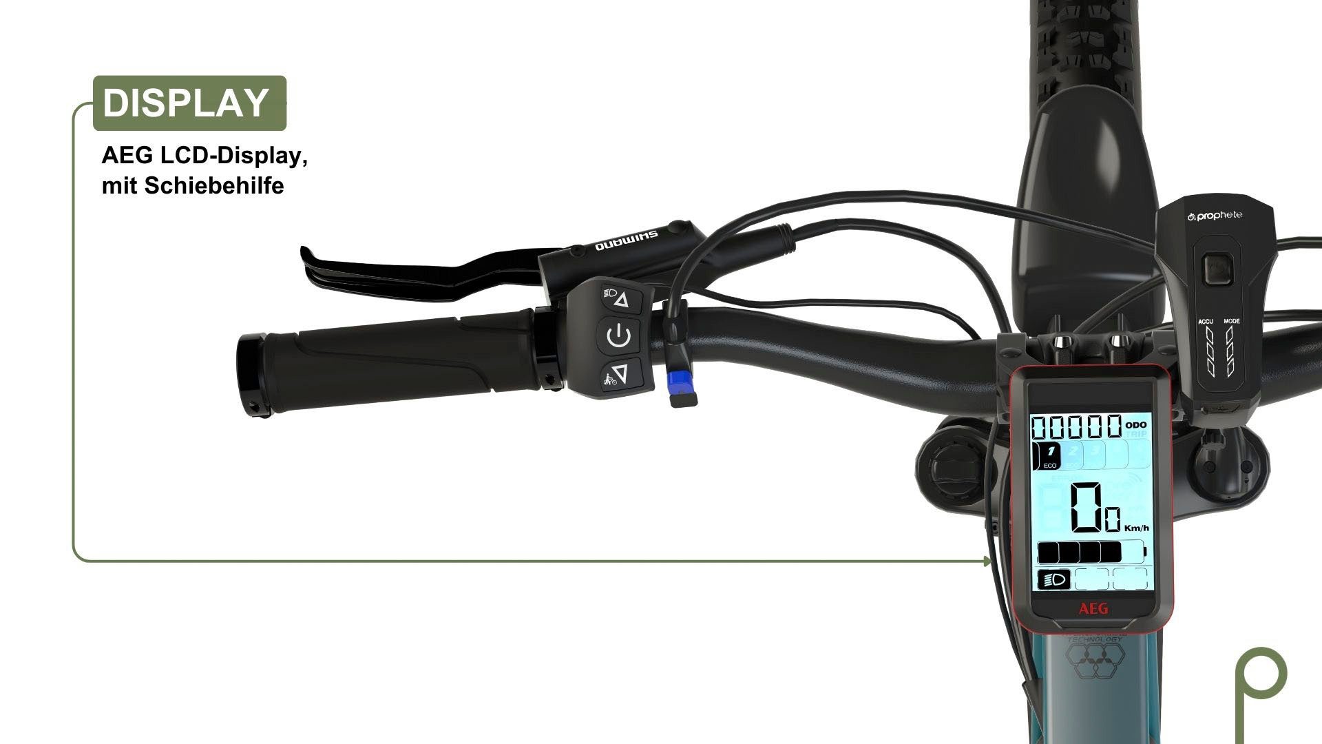 Prophete E-Bike Mountainbike Graveler, 9 Gang Shimano Alivio Schaltwerk, Kettenschaltung, Heckmotor, 499 Wh, Pedelec, Elektrofahrrad für Damen u. Herren, MTB