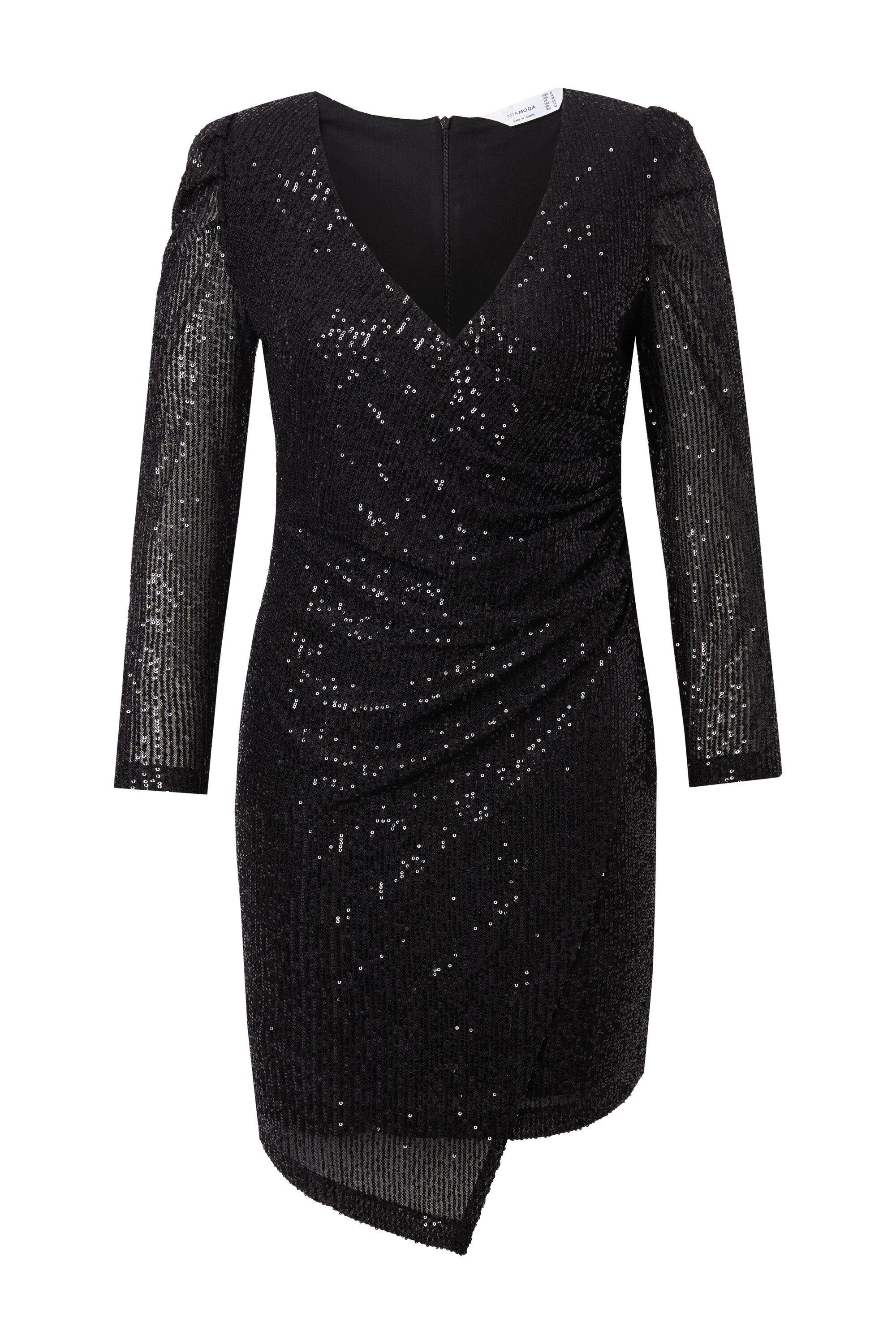 MIAMODA Partykleid Kleid Wickeloptik Glitzer Puff-Langarm günstig online kaufen