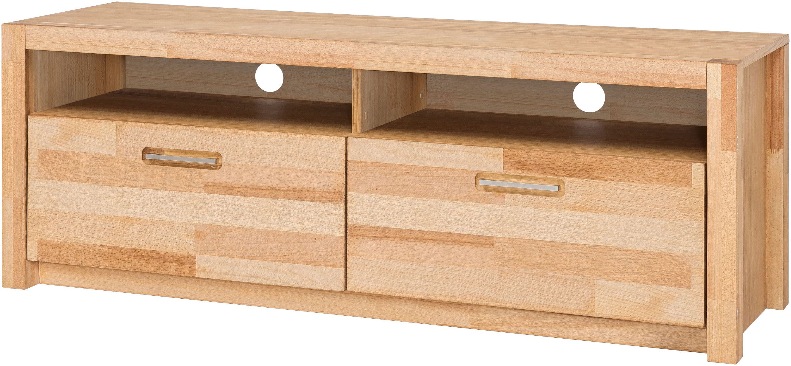 MCA living Lowboard Fenja TV-Element, Kommode,TV-Möbel,Breite 155 cm (Set, 1 St., 1 Stück), Massivholz, 2 Schubkästen, 2 offene Fächer, maximale TV-Größe 60 Zoll