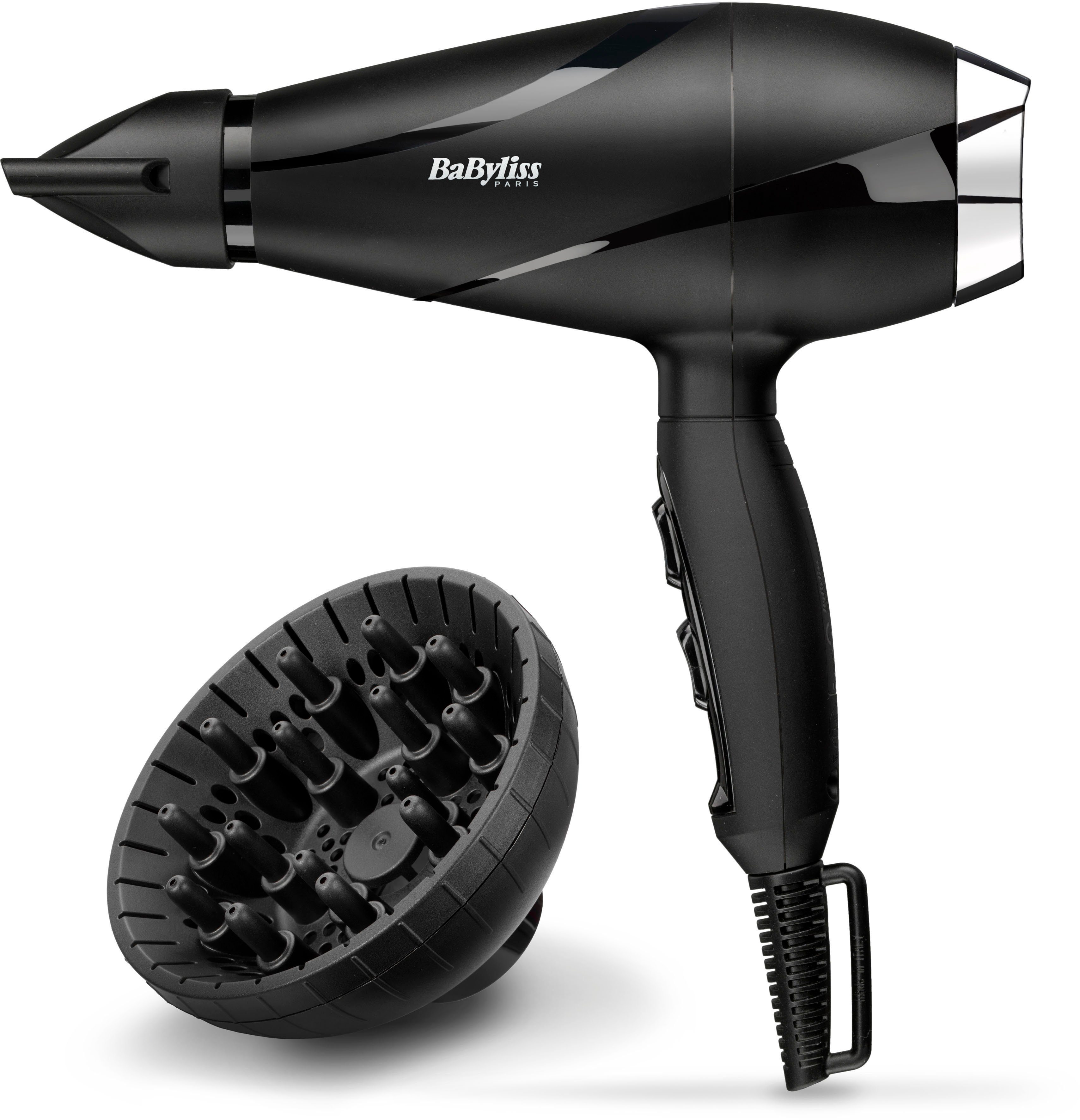 BaByliss Ionic-Haartrockner 6713DE Pro Shine, 2200 W, AC Haartrockner mit  Diffusor, Diffusor für Locken, extra langes Kabel mit Aufhangöse