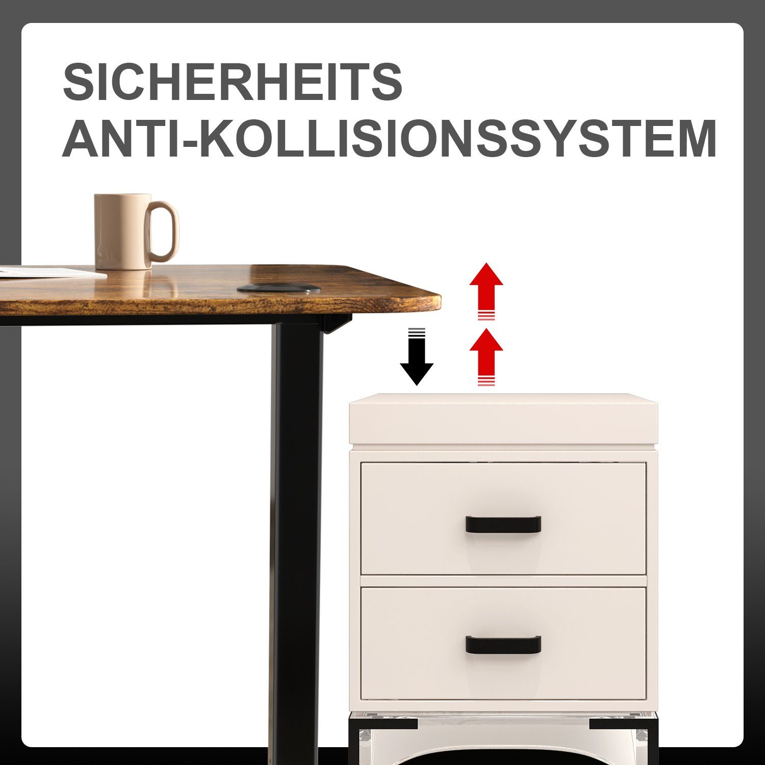 HOMALL Schwarz Super höhenverstellbares Elektrisch Schreibtisch Belastung 100-130cm, Gestell,