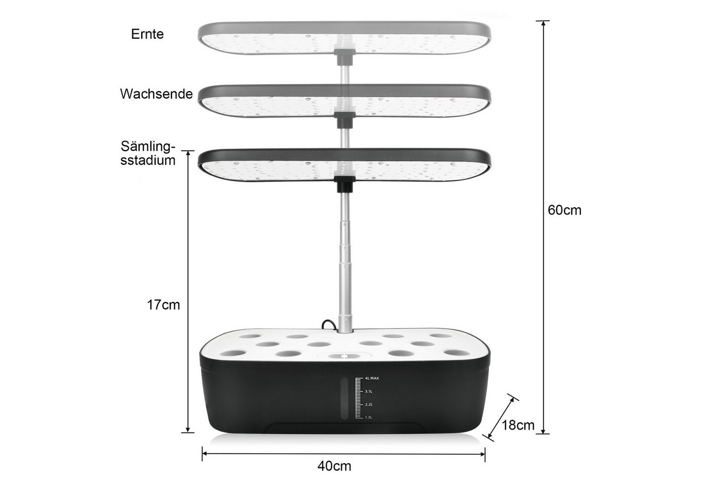 Thumbnail - Jibenhome Pflanzkübel Indoor Kräutergarten Set mit LED Grow Light & Timer,8/12 Pods, Hydroponische Anzuchtsysteme mit Sp...