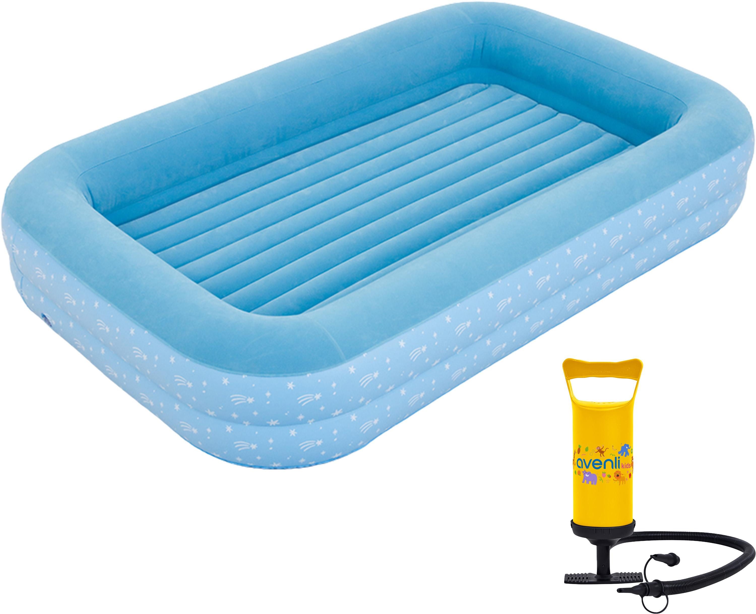 Avenli Luftbett Luftmatratze für Kinder blau mit Pumpe, (Reisebett blau, 1-tlg., Kinderluftbett 172x112x30cm), Luftmatratze mit erhöhtem Rahmen