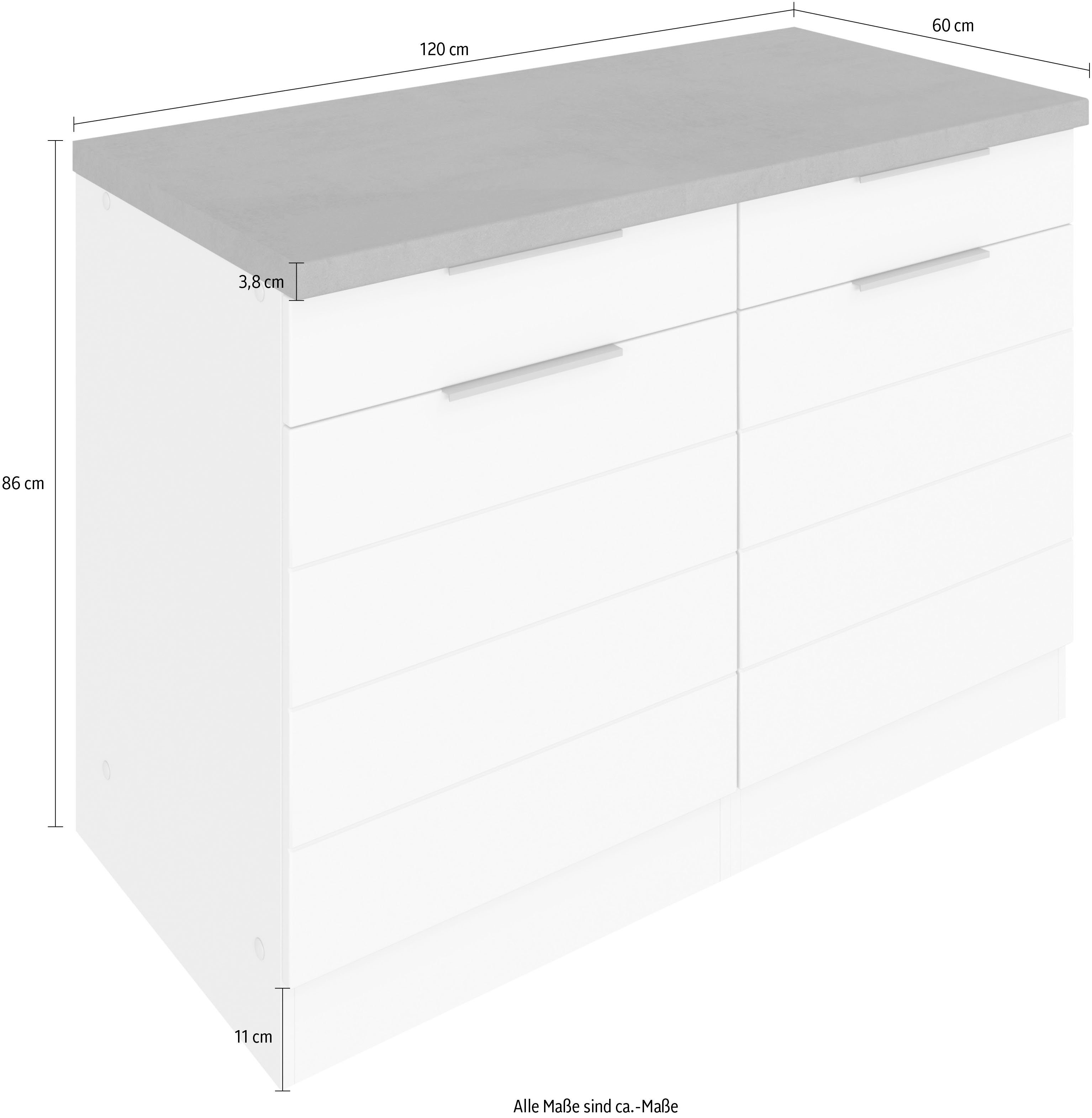 waagerechter MDF-Fronten Stauraum, Lisene | grau mit viel Unterschrank Matt/grafit HELD MÖBEL für cm 120 graphit Luhe breit,