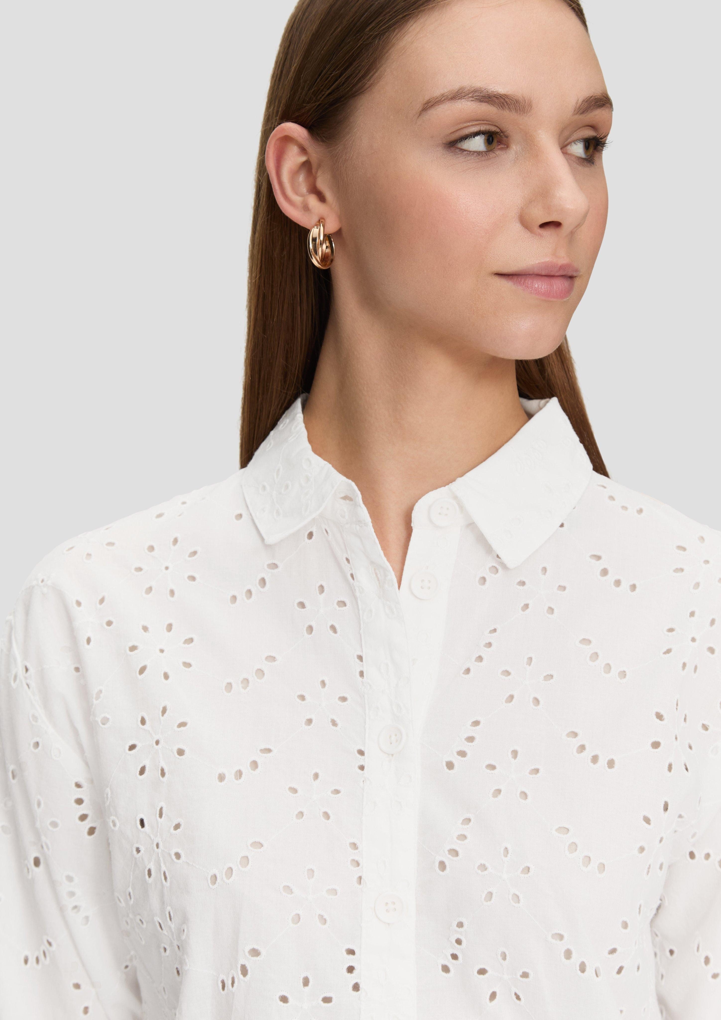 QS Langarmbluse Oversize-Bluse aus Broderie Anglaise günstig online kaufen