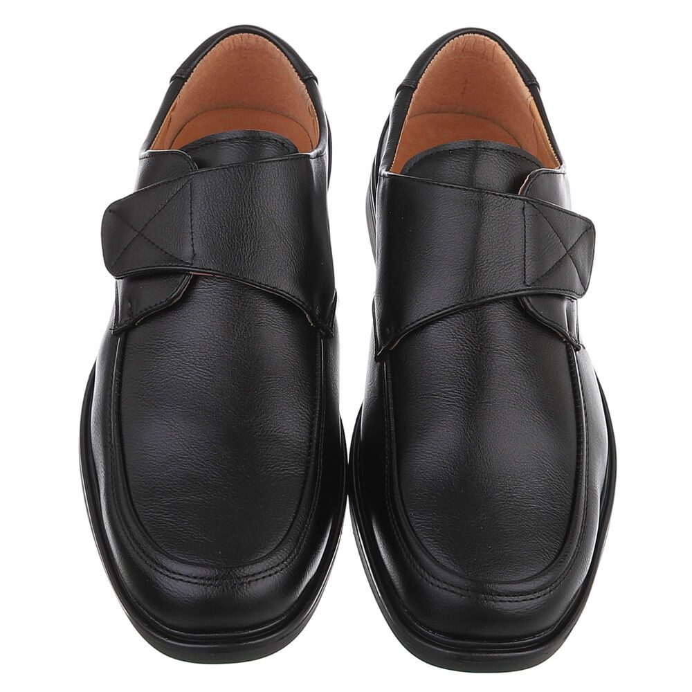 Coolwalk Herrenschuh Klettverschluss Leder-Optik Alltag Komfort Schnürschuh (91917795) Blockabsatz Halbschuhe in Schwarz – Bild 4 von 5