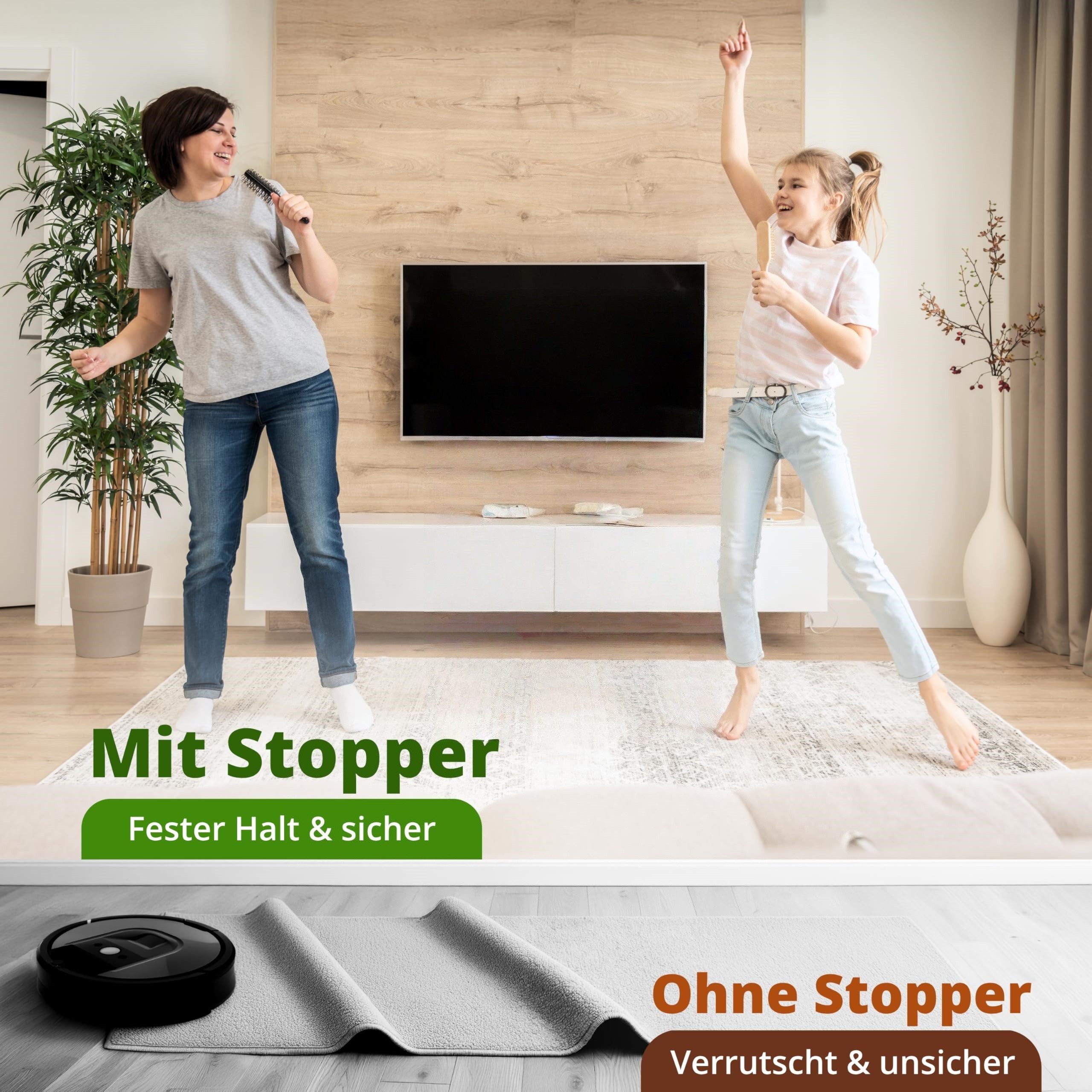 FOUORTUNATE-BEE Teppichunterlage Teppich Anti Rutsch Pads Selbstklebend Waschbar für Bodenbelag, (8-St), Rutschstopp für Teppiche auf Fliesen, Laminat und Parkettboden