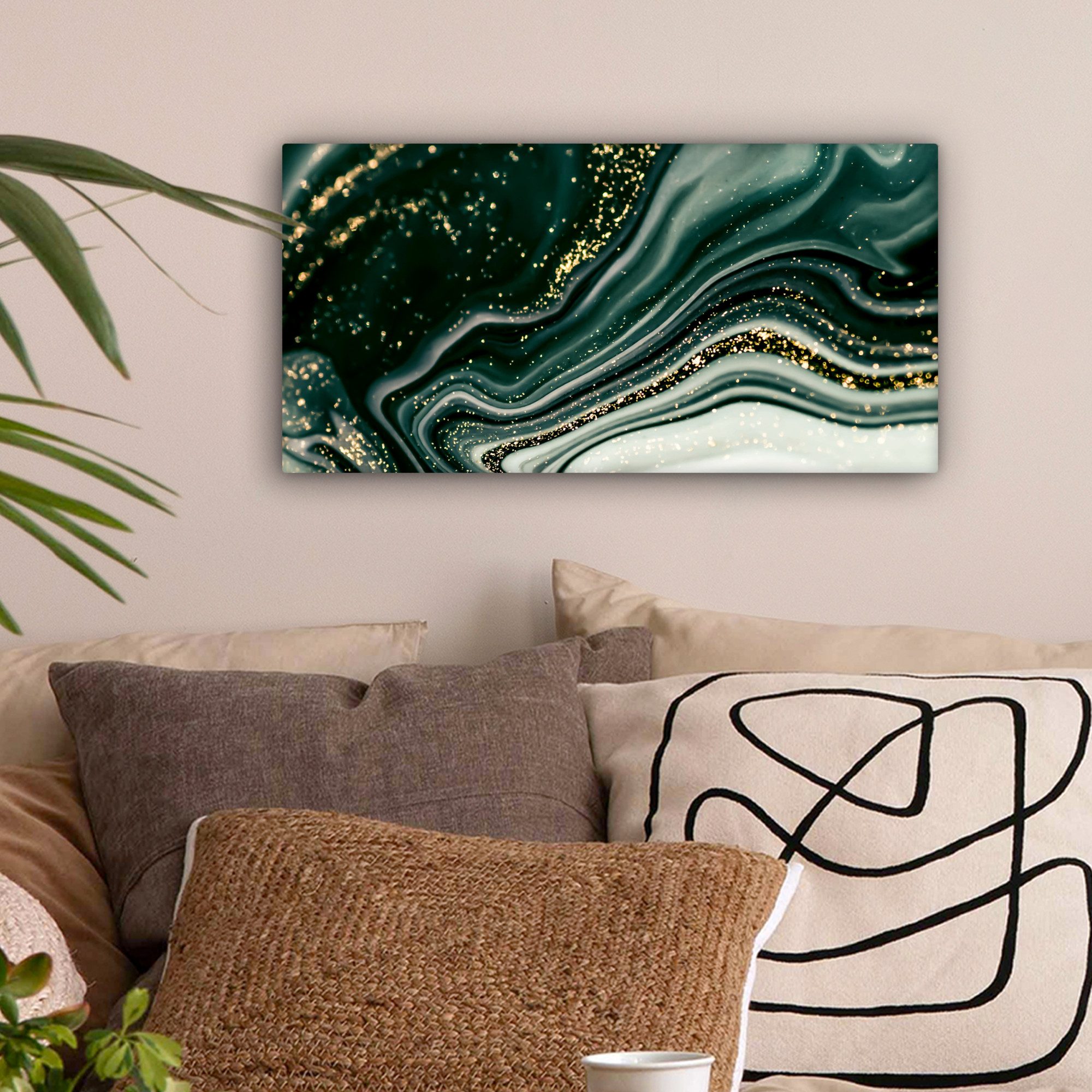 OneMillionCanvasses® Leinwandbild Panorama Marmoroptik - Gold günstig online kaufen