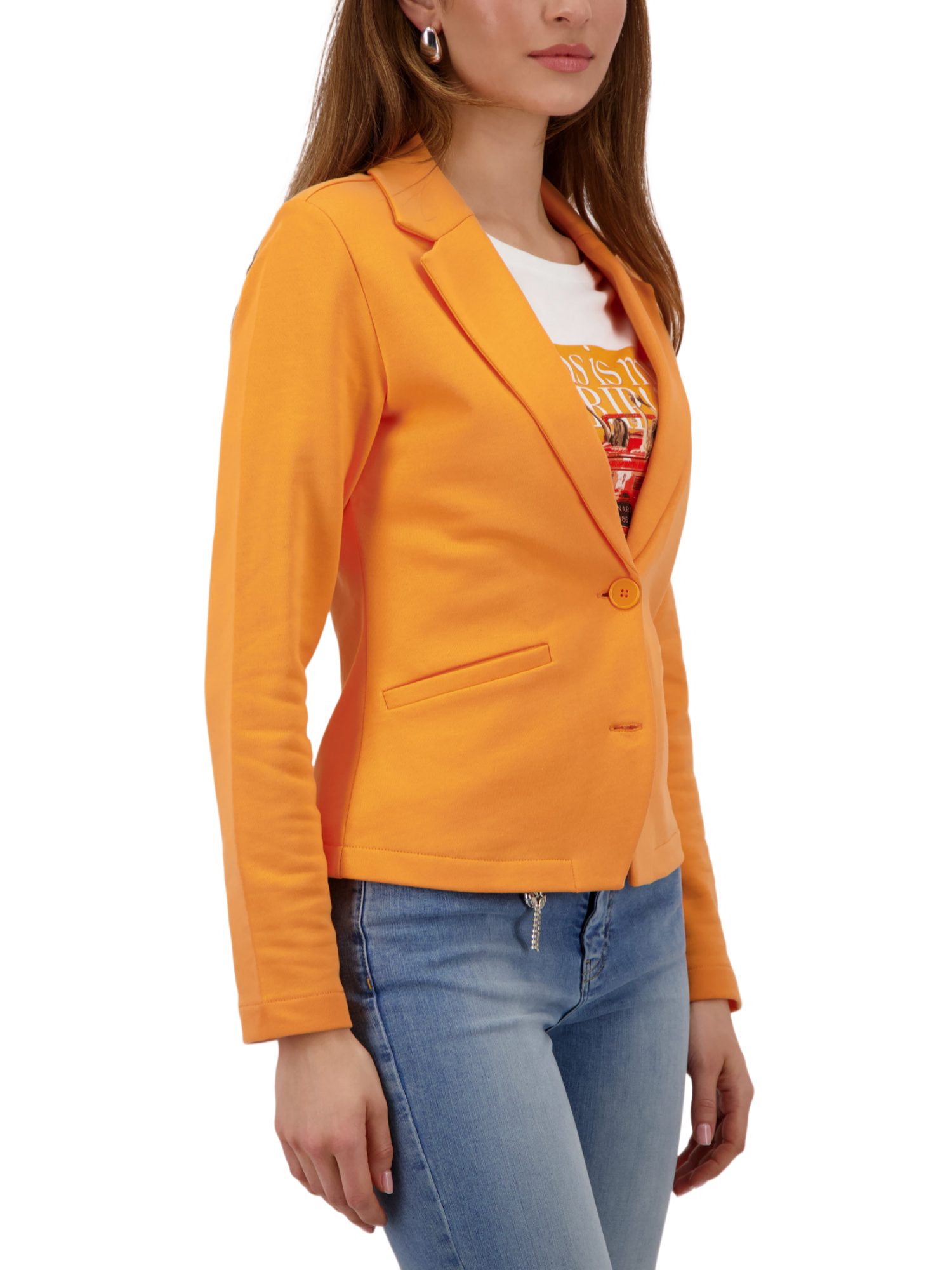 Monari Jackenblazer orange,Elegant,Baumwolle,Unifarben,Reverskragen,Lang,Regular Fit