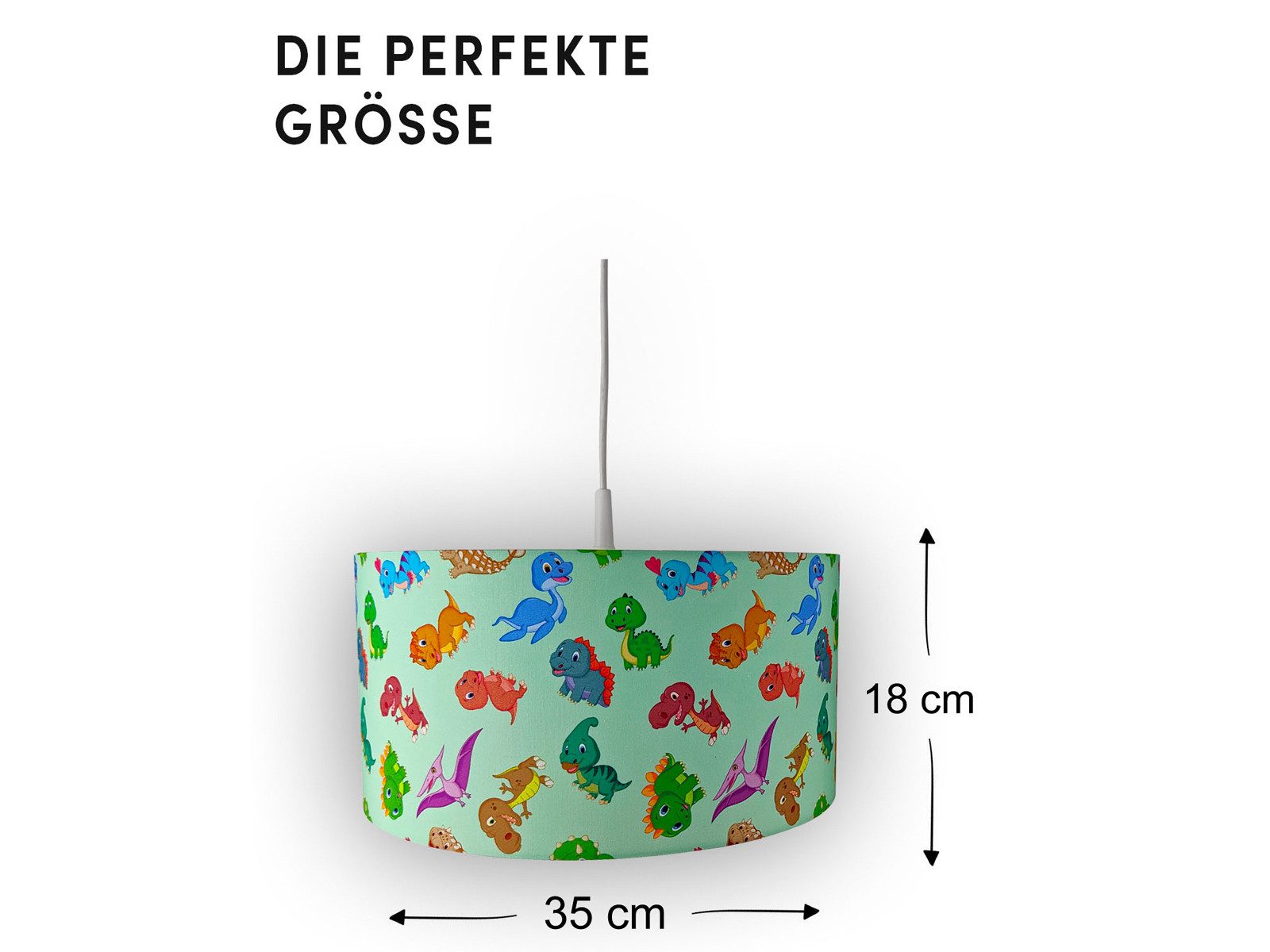 niermann LED Pendelleuchte, Dimmfunktion, LED wechselbar, Über Schalter in 3 Stufen dimmbar, Warmweiß, Coole Dino Hänge-Lampe einflammig für Junge & Mädchen, Schirm Ø 35cm