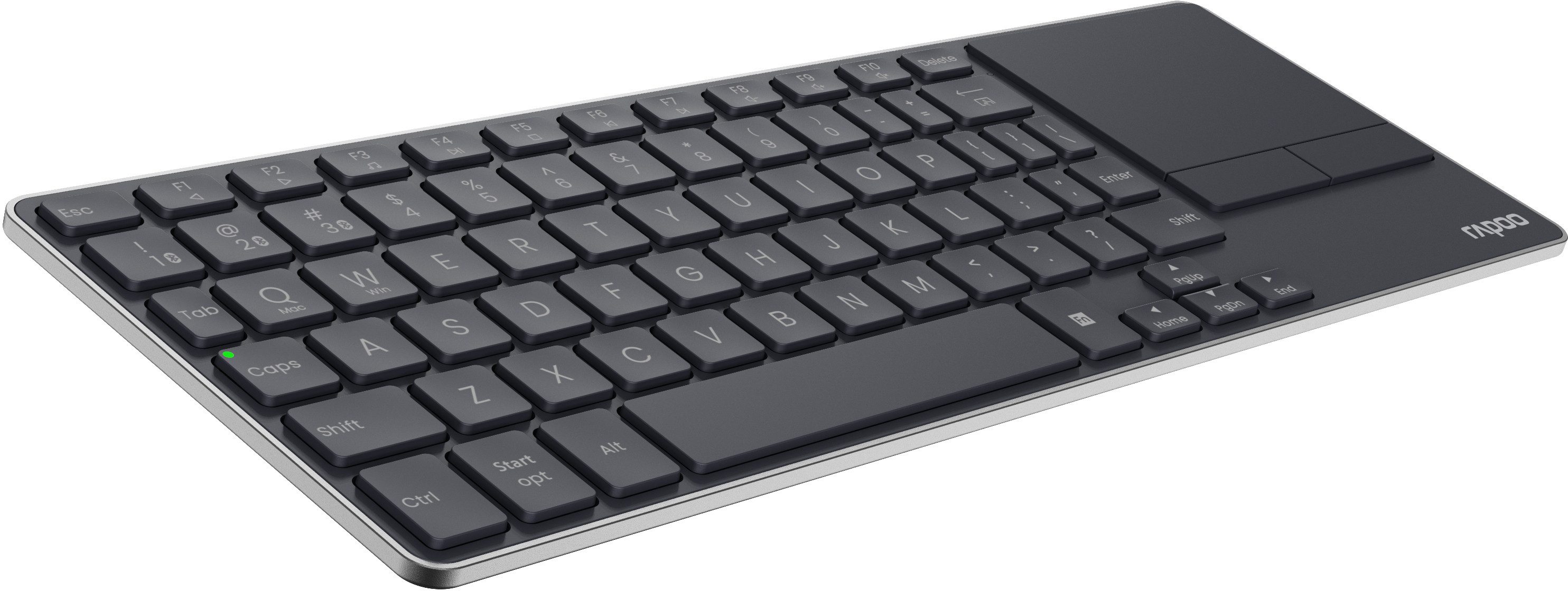 Rapoo E2810M - DE Multi-Media Wireless-Tastatur (Integriertes Touchpad, Bluetooth/2,4GHz Umschalttaste)