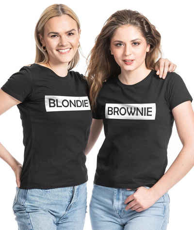 Couples Shop T-Shirt »Blondie & Brownie Damen Beste Freunde T-Shirt« mit lustigem Spruch Print