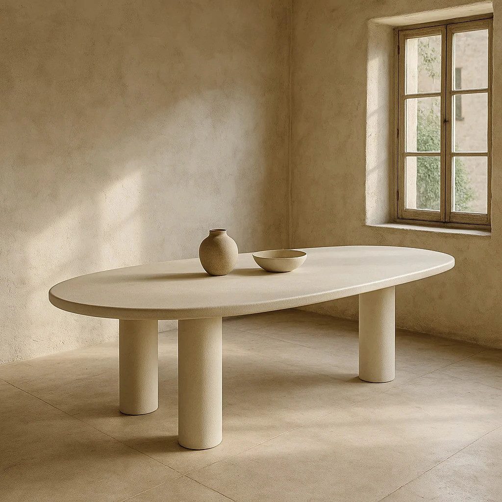 Sitheim-Europe Esstisch DON JULIO Esstisch oval beige (2-St), Mikrozement-Optik