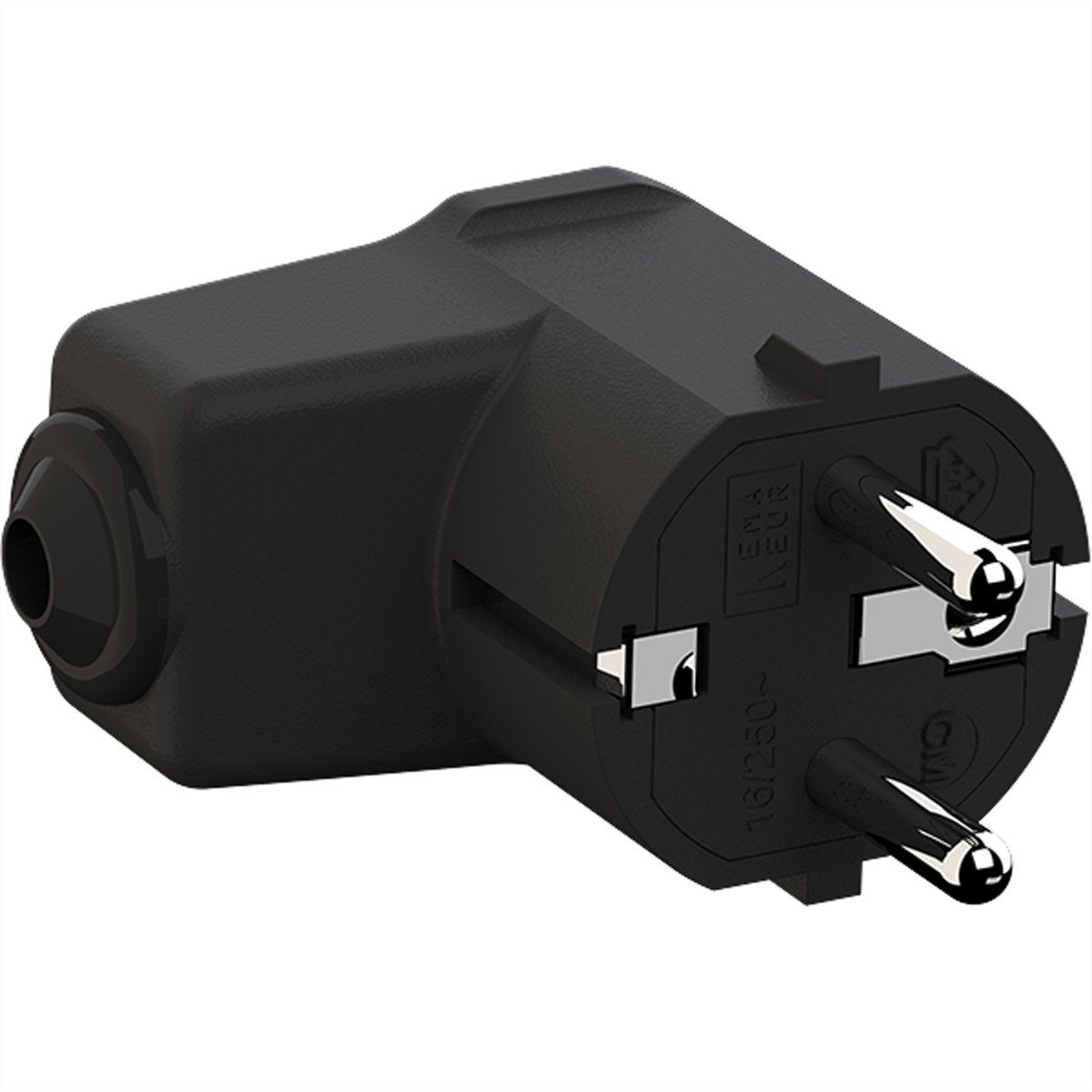 Bachmann Montage-Winkelstecker schwarz Stromadapter, 0 cm, CEE 7/7 2-polig mit Schutzkontakt