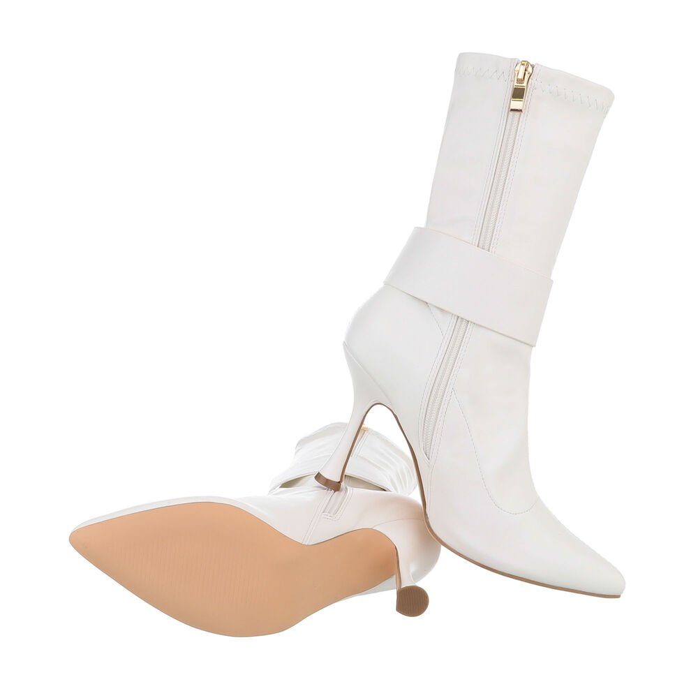 Stiefeletten Elegant Weiß Damen Ital-Design Abendschuhe Pfennig-/Stilettoabsatz High-Heel High-Heel-Stiefelette in