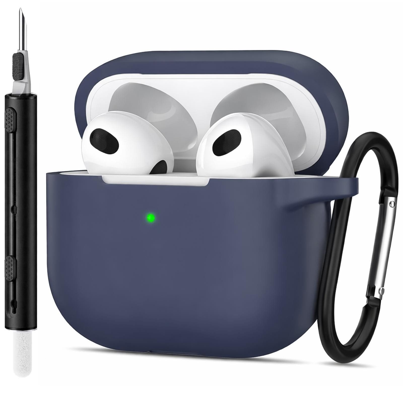 CoolGadget Kopfhörer-Schutzhülle für AirPods 4 Silikon, Stoßfest Clip Karabiner kabelloses laden Case Schutz Cover