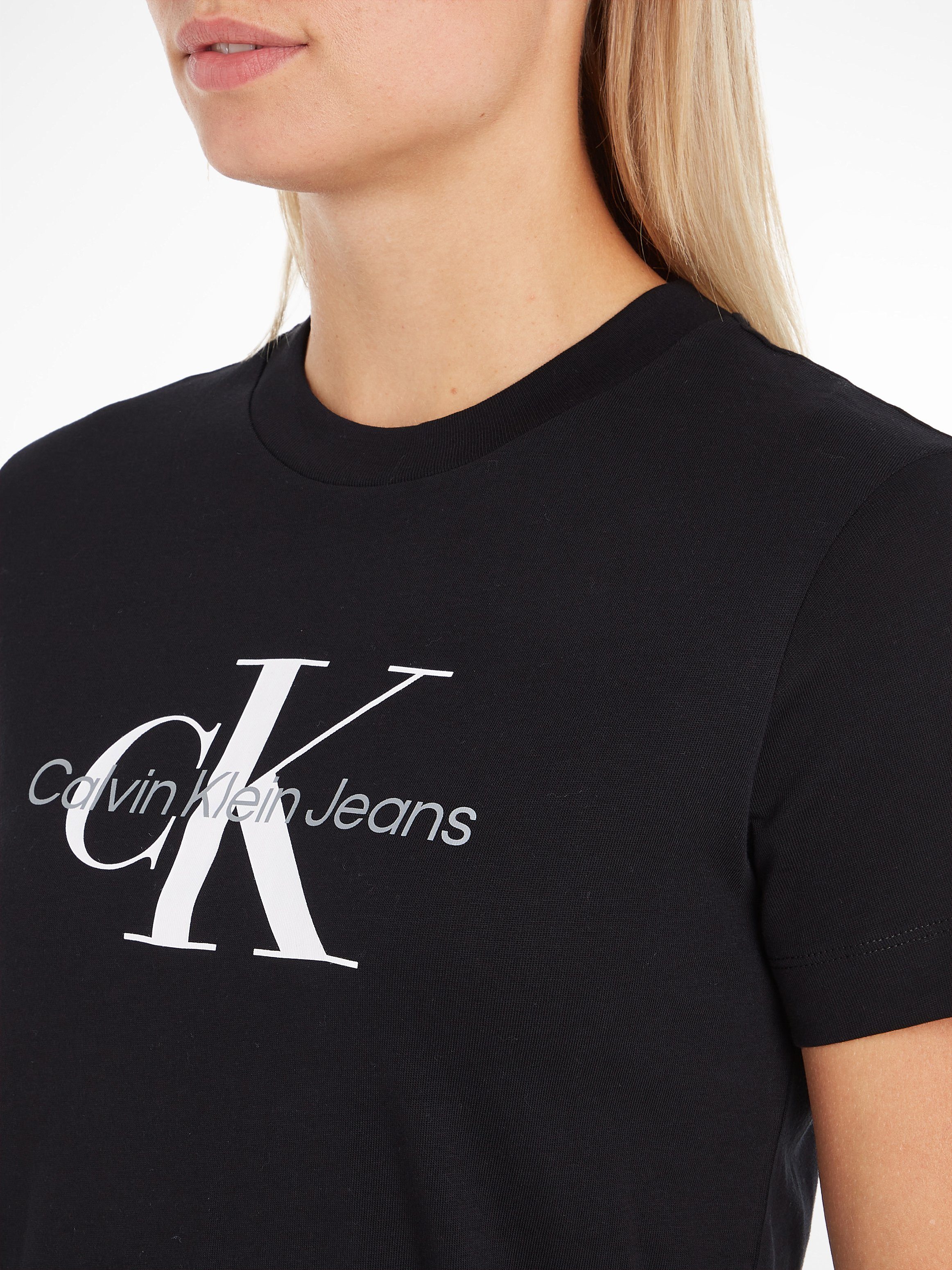 Calvin Klein REGULAR mit MONOGRAM Black Rundhalsshirt Monogramm CORE TEE (1-tlg) Calvin Jeans Klein Jeans CK