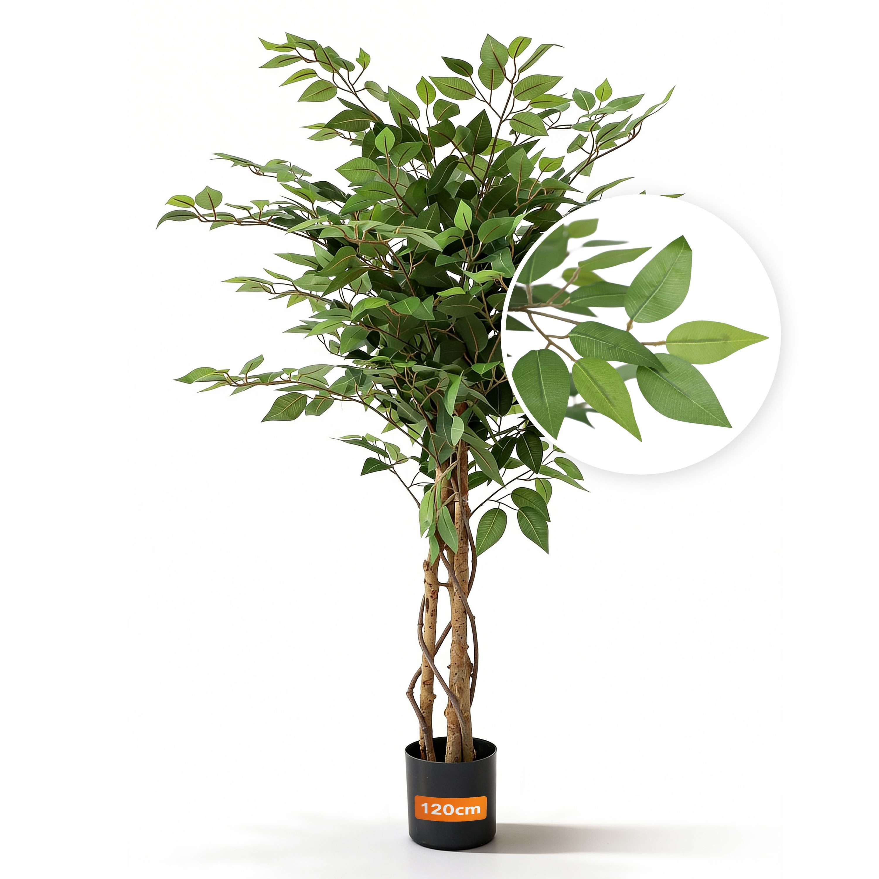 Kunstbaum Banyanbaum 120 cm künstlich, Ficus Kunstbaum, Kunstpflanze im Topf, Kaivio, Höhe 120 cm, Ficus Zimmerpflanze für Wohnzimmer, Büro, Flur & Empfang, pflegeleicht