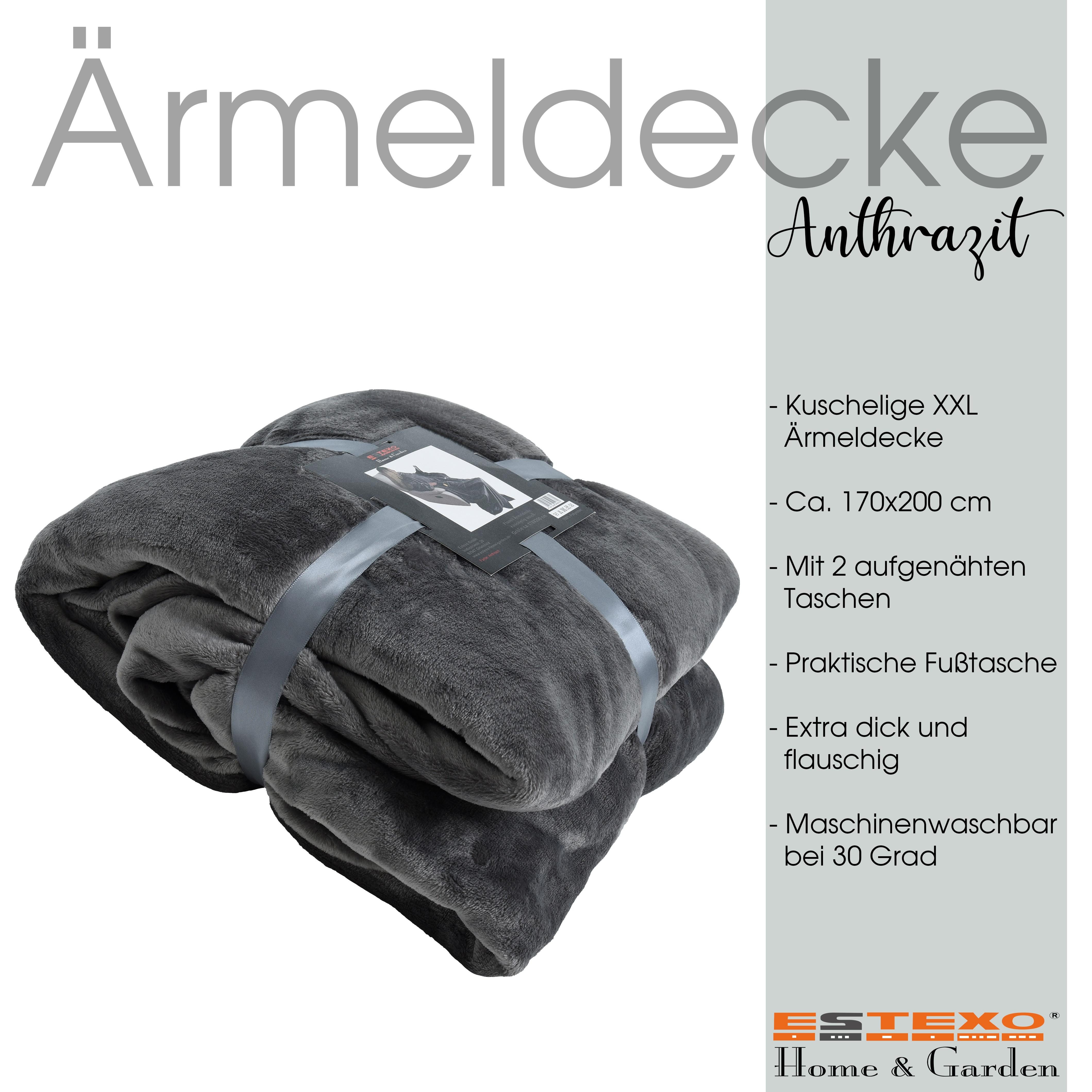 ESTEXO Tagesdecke Kuscheldecke Ärmeldecke TV-Decke 170x200 cm XXL mit Tasch günstig online kaufen
