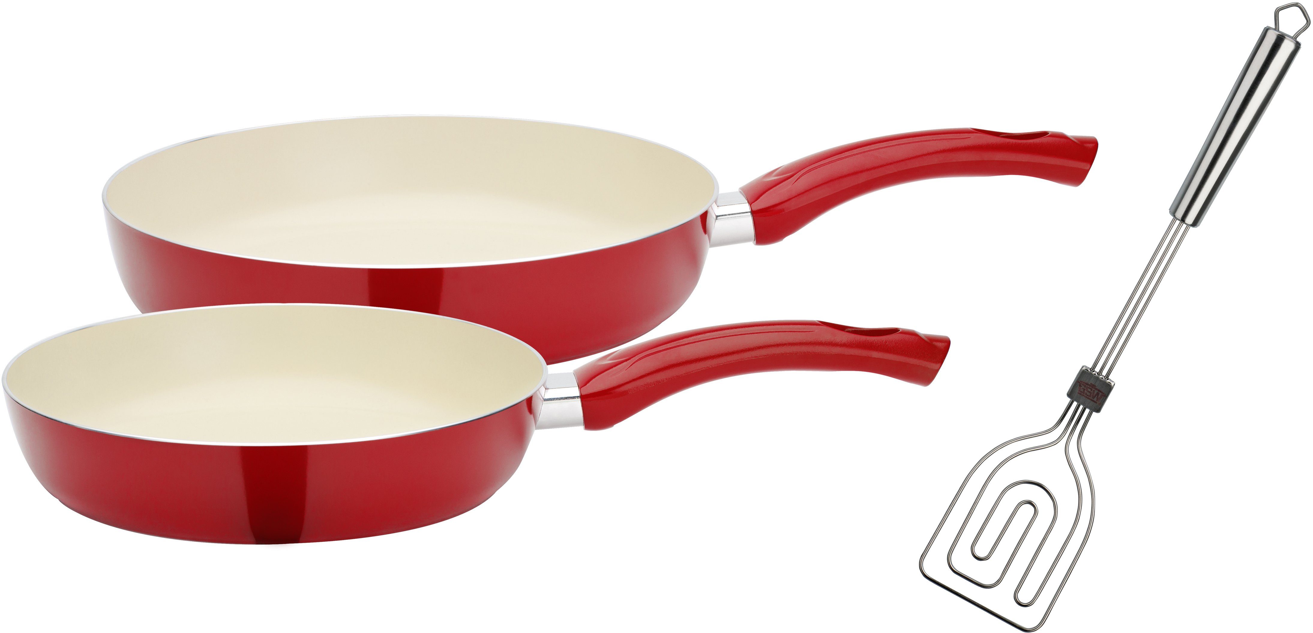 GSW Сковороды-Set CERAMICA beige, Aluminium (Set, 3-tlg., 1x Bratpfanne Ø 20 cm, 1x Bratpfanne Ø 28 cm), Induktion