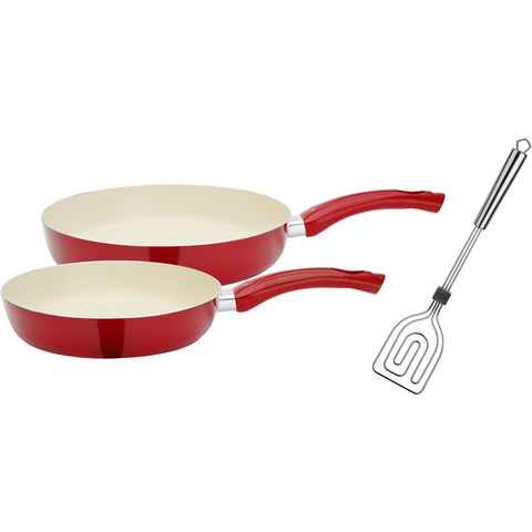 GSW Pfannen-Set CERAMICA beige, Aluminium (Set, 3-tlg., 1x Bratpfanne Ø 20 cm, 1x Bratpfanne Ø 28 cm), Induktion