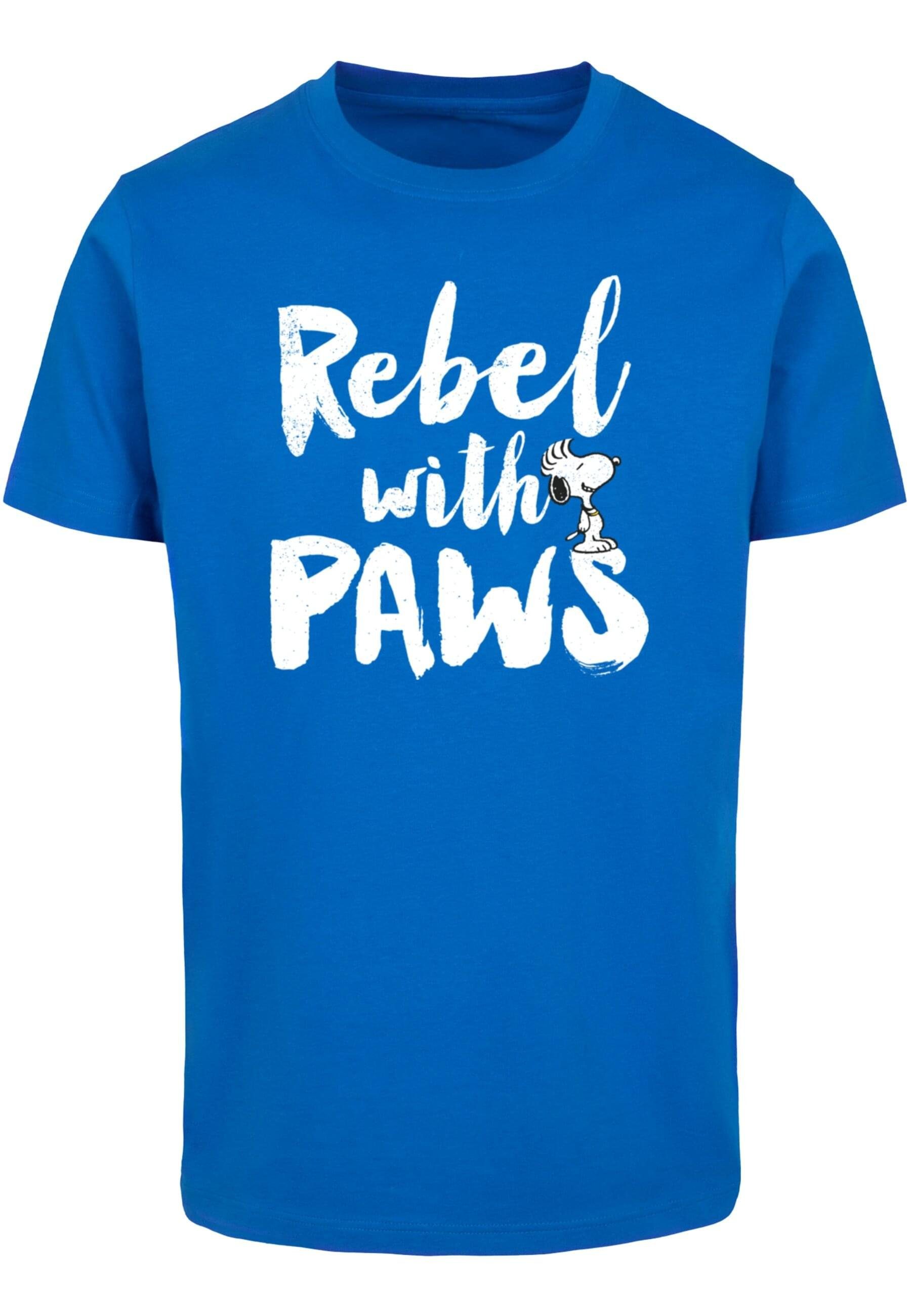 cobaltblue Herren Merchcode with T-Shirt T-Shirt Round Rebel (1-tlg) Neck - Peanuts paws